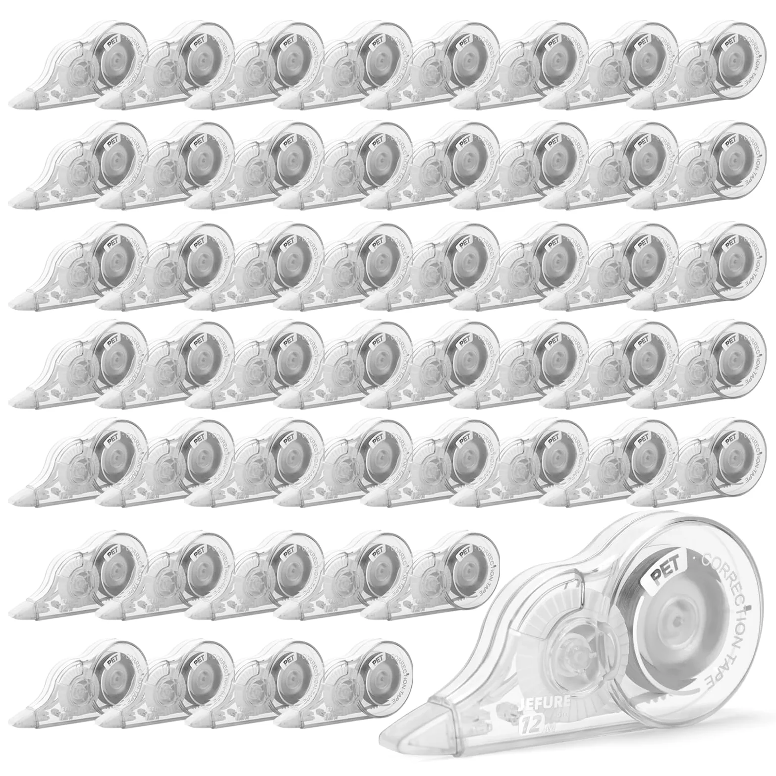 50 correttori a nastro, 10 m, colore bianco, resistenti agli strappi, correzioni istantanee, facili da usare, applicatori per scuola, ufficio, prendere appunti, diari (larghezza del nastro 0,5