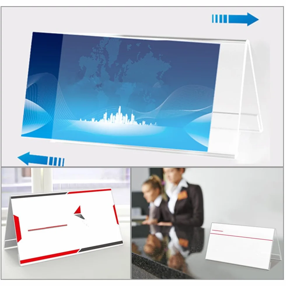 12 Pezzi Espositore da Tavolo, 10x15 cm Porta Avvisi da Tavolo, A6 Espositore per Poster, Chiaro Acrilico Poster da Banco Espositori Plexiglass per Ufficio Bancone Negozio,Portafoto