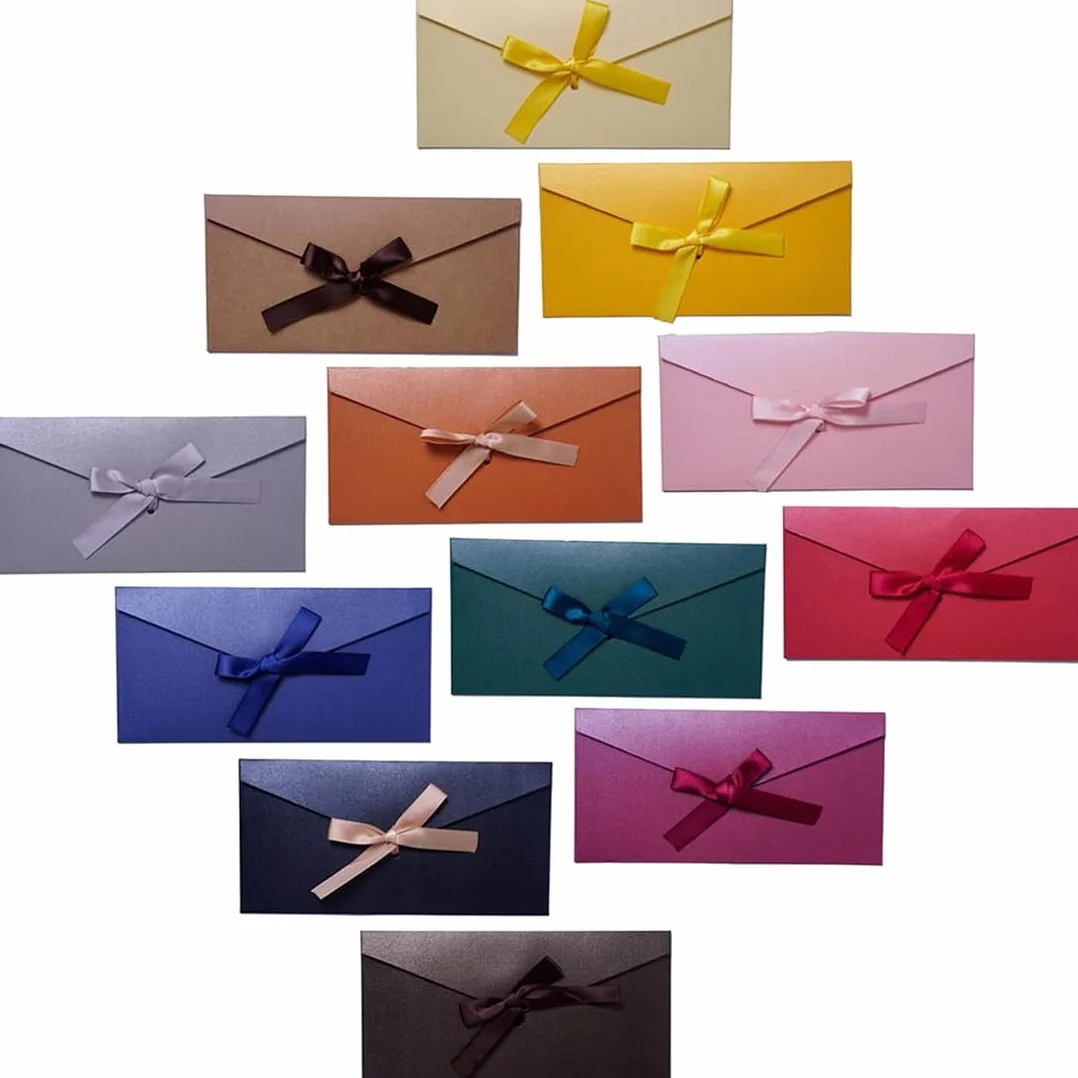Buste retrò in carta kraft colorate con nastro 22x10,8 cm zestaw na prezenty świąteczne