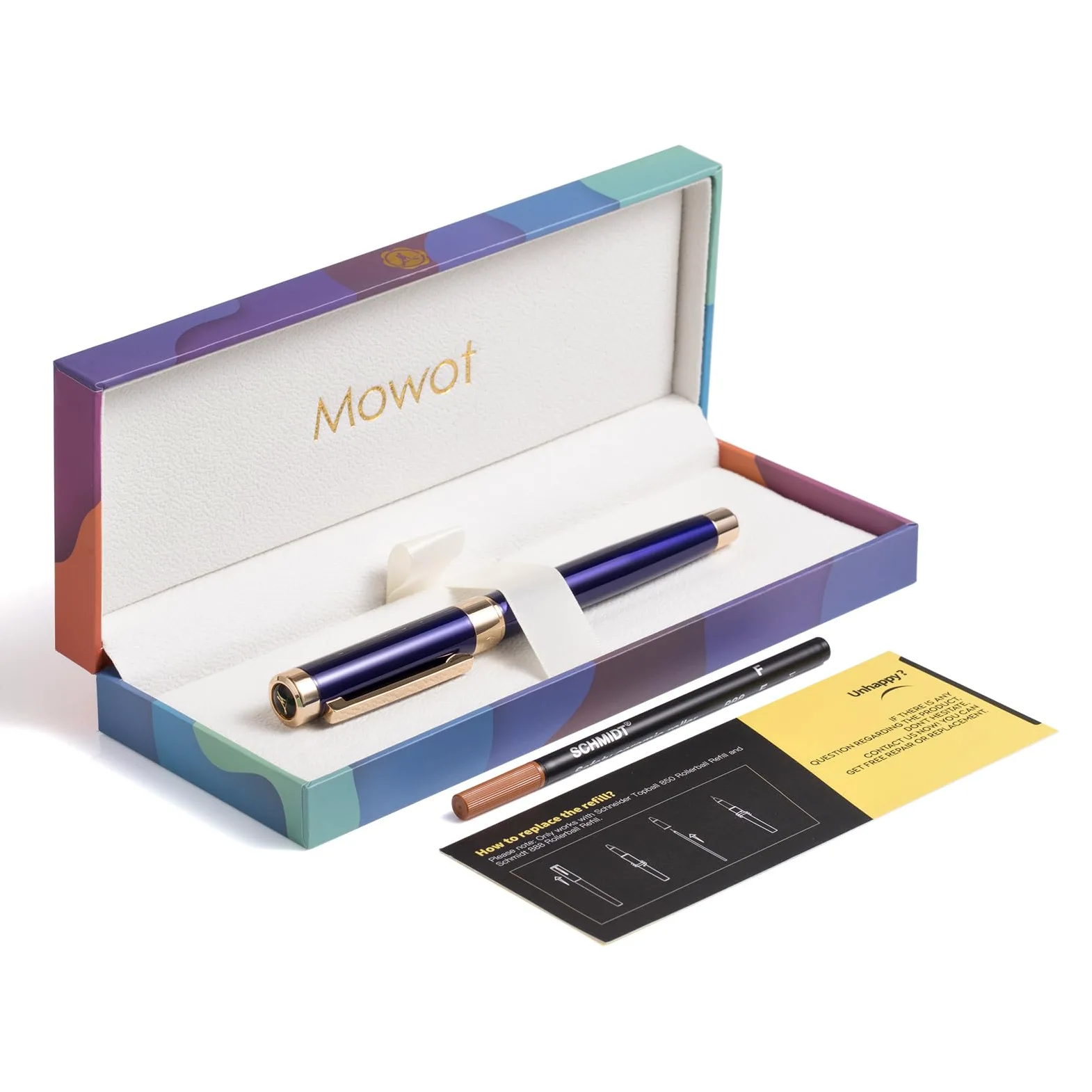 Penna roller di lusso, finiture in oro 24 carati, inchiostro Schneider Refull, corpo blu | Design elegante ed elegante, set regalo di penne a sfera per uomini e donne, professionale, ufficio esecutivo