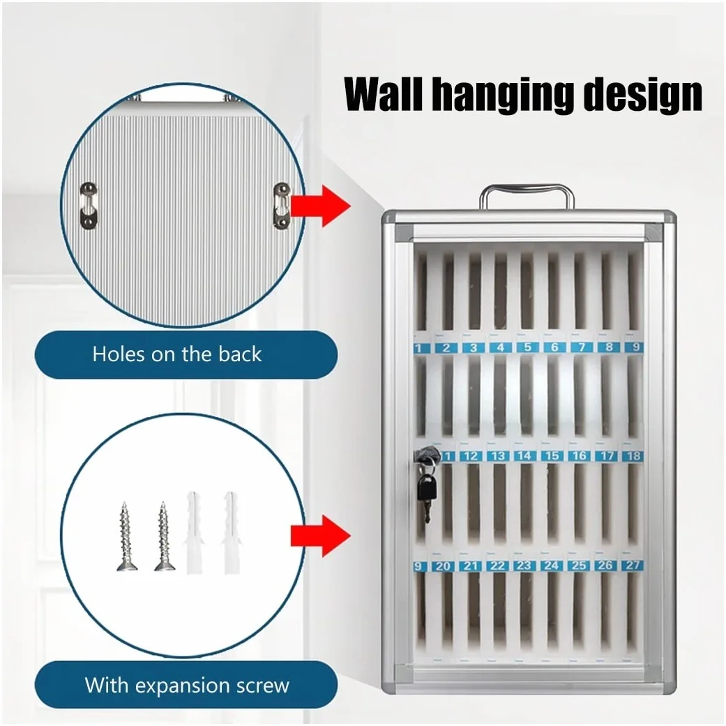 Supporto da parete per telefono con 48 slot bloccabili, versatile scaffale per dispositivi mobili per casa, ufficio e aula - e soluzione salvaspazio