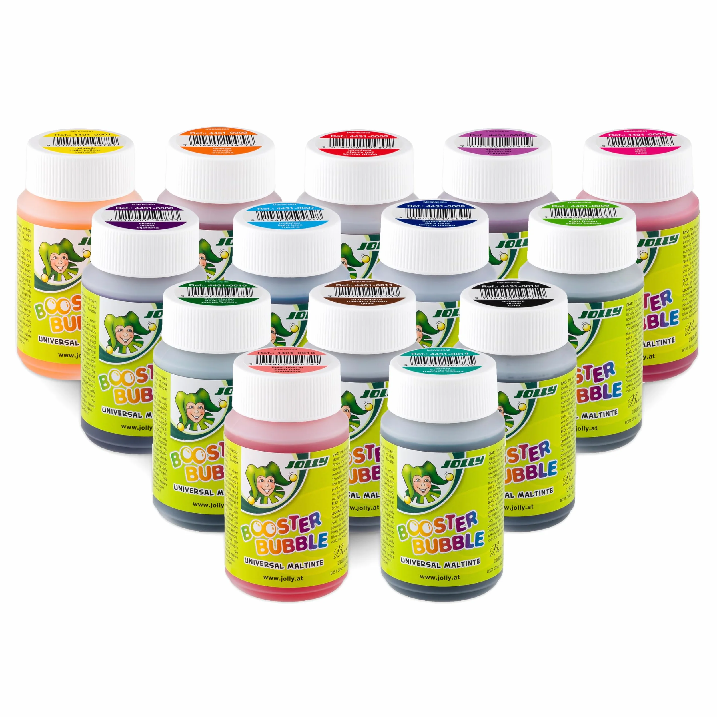 JOLLY Booster Bubble - Inchiostro universale per pittura e ricarica di JOLLY BOOSTER XL, 100 ml, 14 colori assortiti