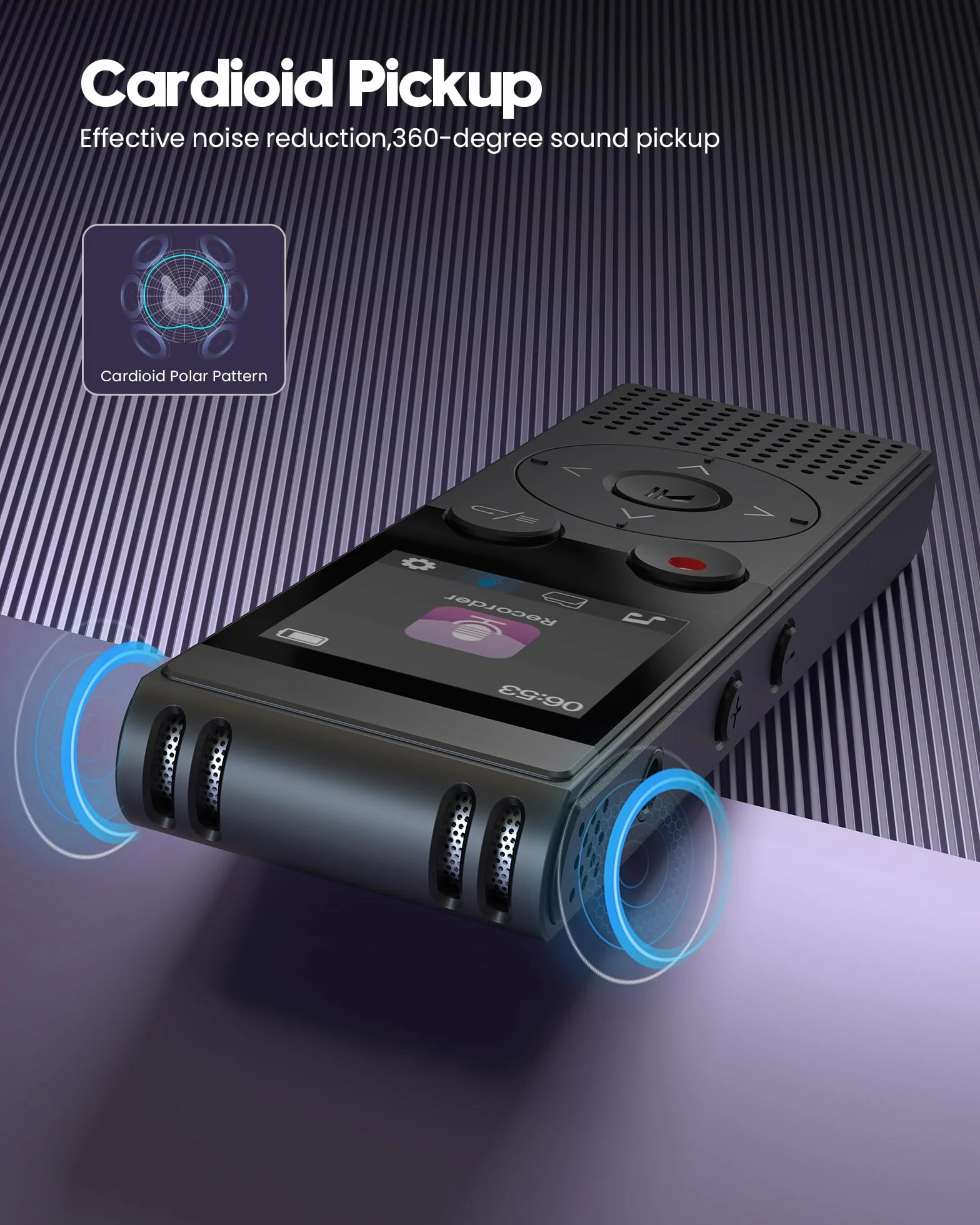 128GB Registratore Vocale Digitale Professionale - 3072Kbps Registratore Vocale Portatile Registratore Audio con Registrazione Rapida con Un Solo Pulsante Registrazione ad Attivazione Vocale