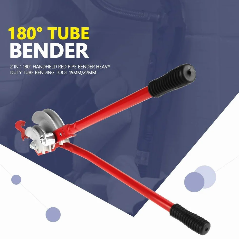 Piegatubi Curvatubo Professionale 2 in 1 Heavy Duty per Tubi Rame Alluminio 15 mm 22 mm Rosso