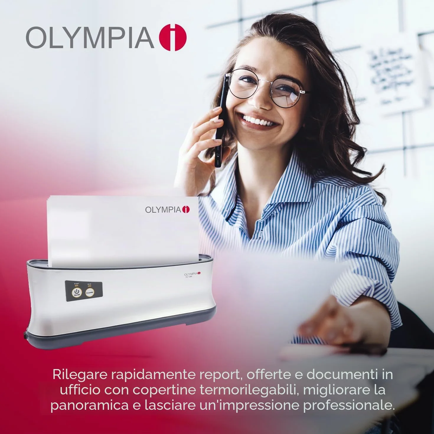 Olympia TB 1280 - Termorilegatrice, spegnimento automatico dopo 90 minuti di attesa