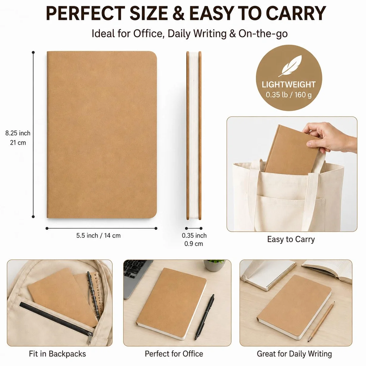 LIONSOUL Confezione da 30 quaderni con copertina in carta kraft a righe per viaggiatori, appunti, appunti, quaderni cuciti marroni, 80 pagine, 21,9 x 14,9 cm