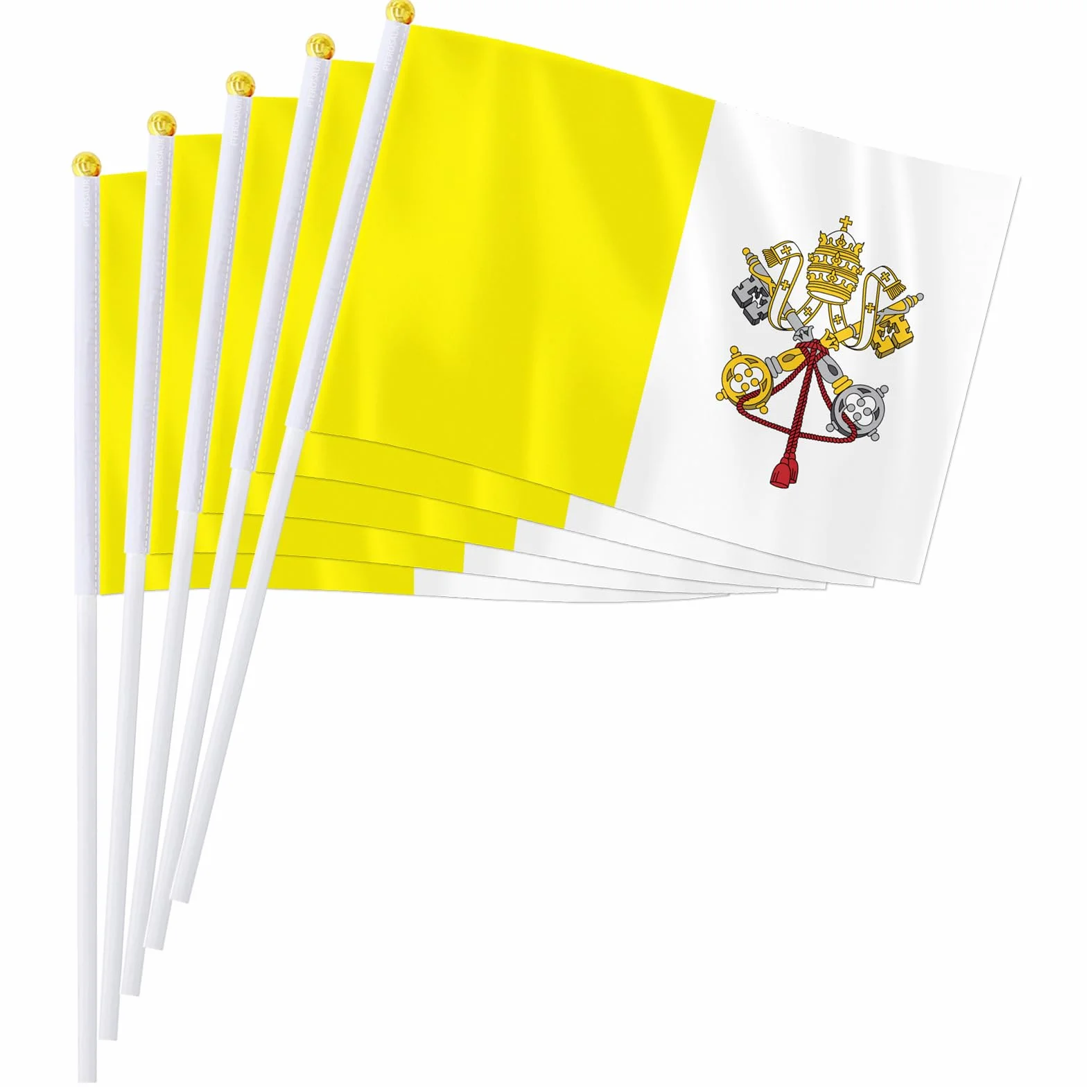 Bandiere del Vaticano 14 x 20 cm, Confezione da 50, Piccole Bandiere Nazionali da Sventolare