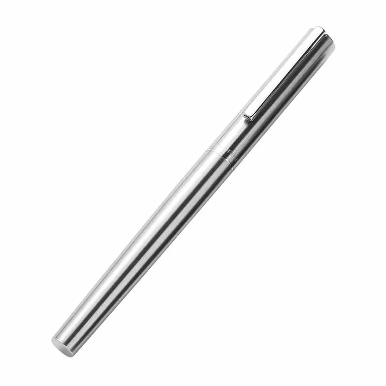 Penna stilografica con pennino extra fine/fine, in acciaio inox, nero opaco, penne a inchiostro interamente in metallo, per scrittura, scuola, ufficio (acciaio inossidabile, F)