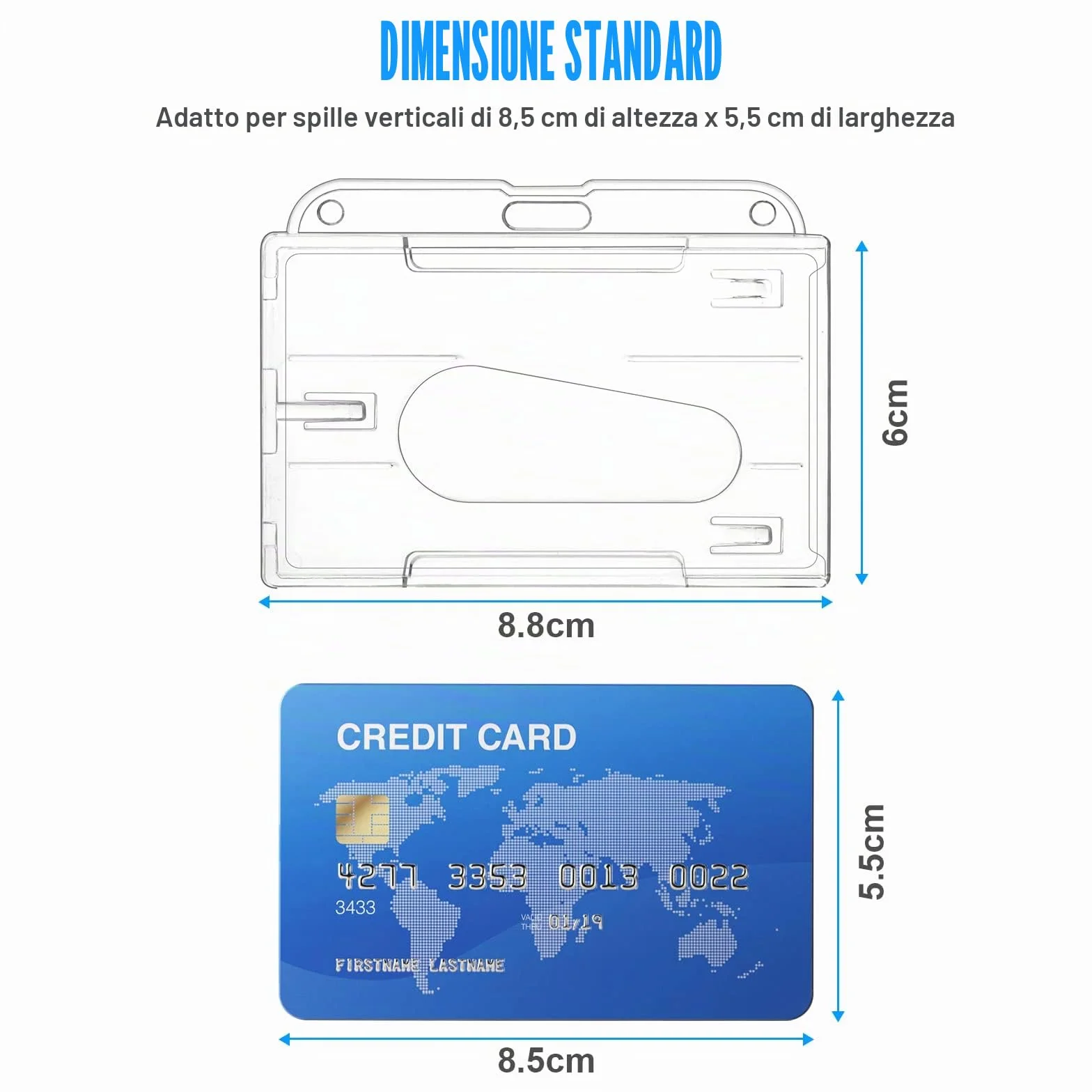 Vicloon Porta Badge 2Pcs Plastica Rigida Trasparente Porta Carte di Credito con Slot per Pollice