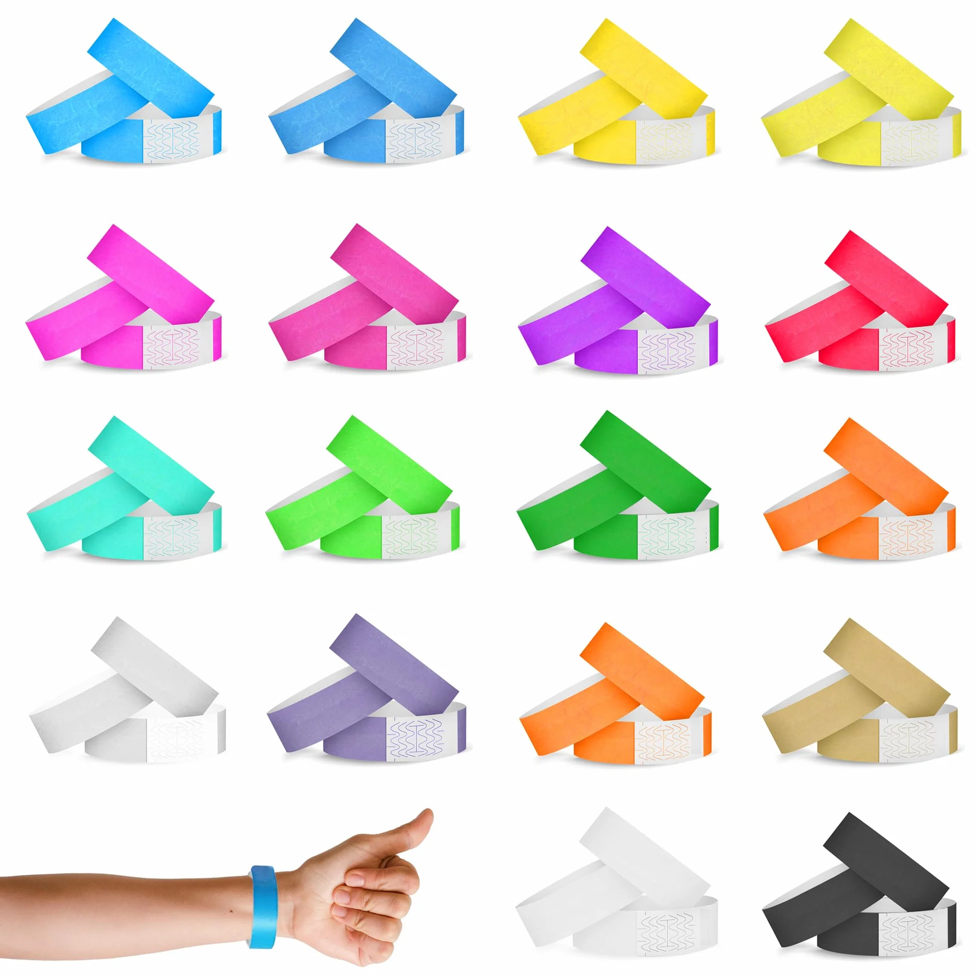180 Pezzi Braccialetti Identificativi Impermeabili per Eventi, Feste, Festival, Concorsi (18 Colori)