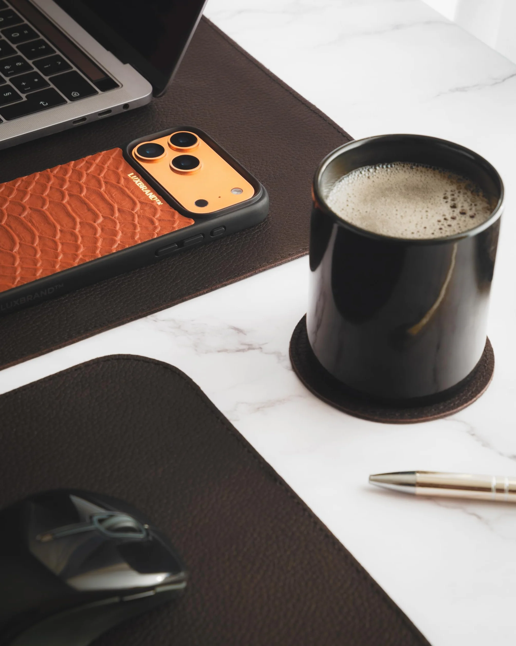 Set Tappetini da Scrivania in Vera Pelle 2 Pezzi XXL Mouse Pad Sottomano Ufficio Marrone