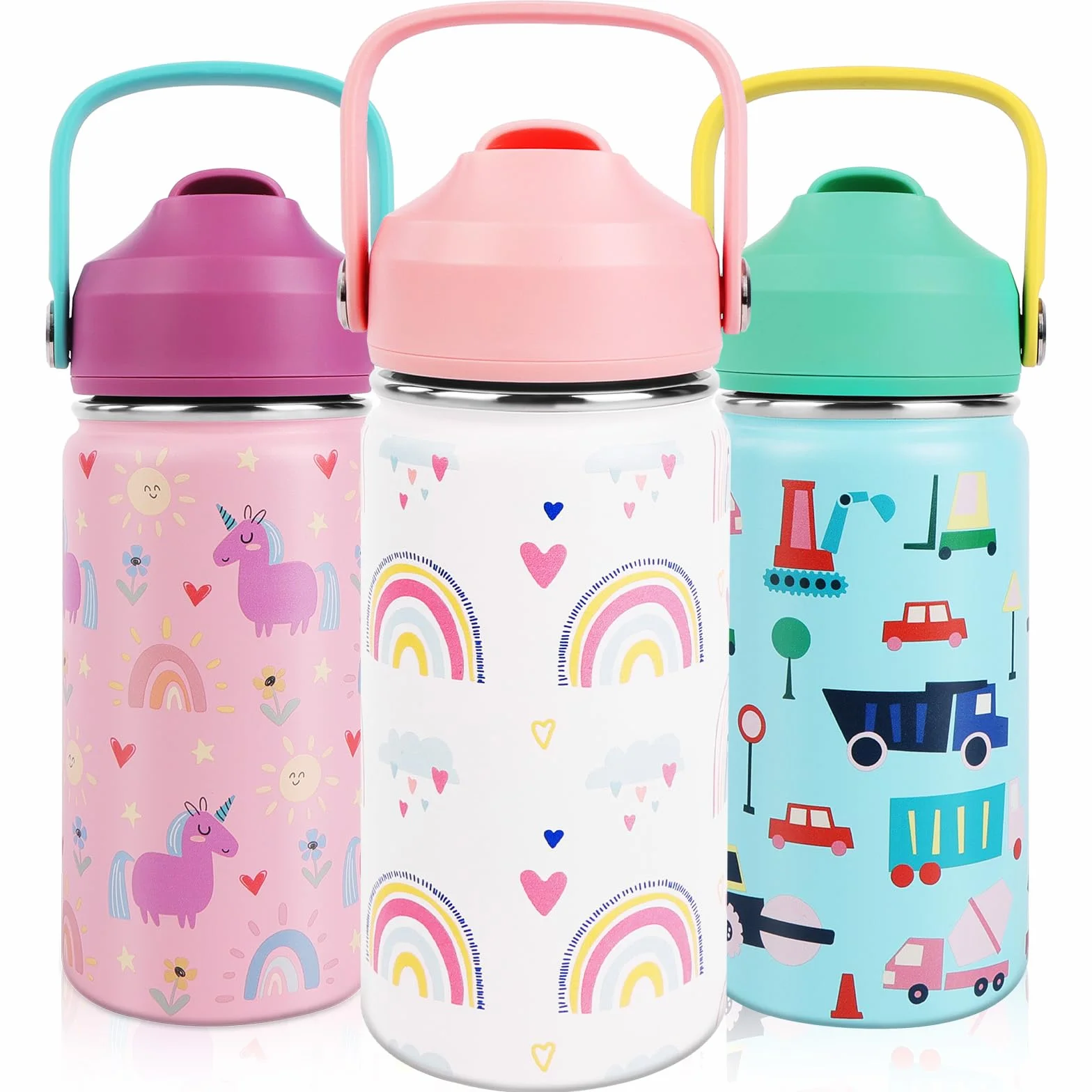 Borraccia Bambini Acciaio Inox 350ml Termica Senza BPA Cannuccia