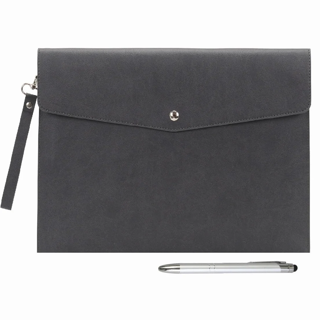 Wonderpool A4 Cartelle Portadocumenti Busta in PU Pelle Alta Capacità Multifunzione Portafoglio per Carta Lettera Cancelleria Organizer e Custodia per Tablet PC (Grigio scuro)
