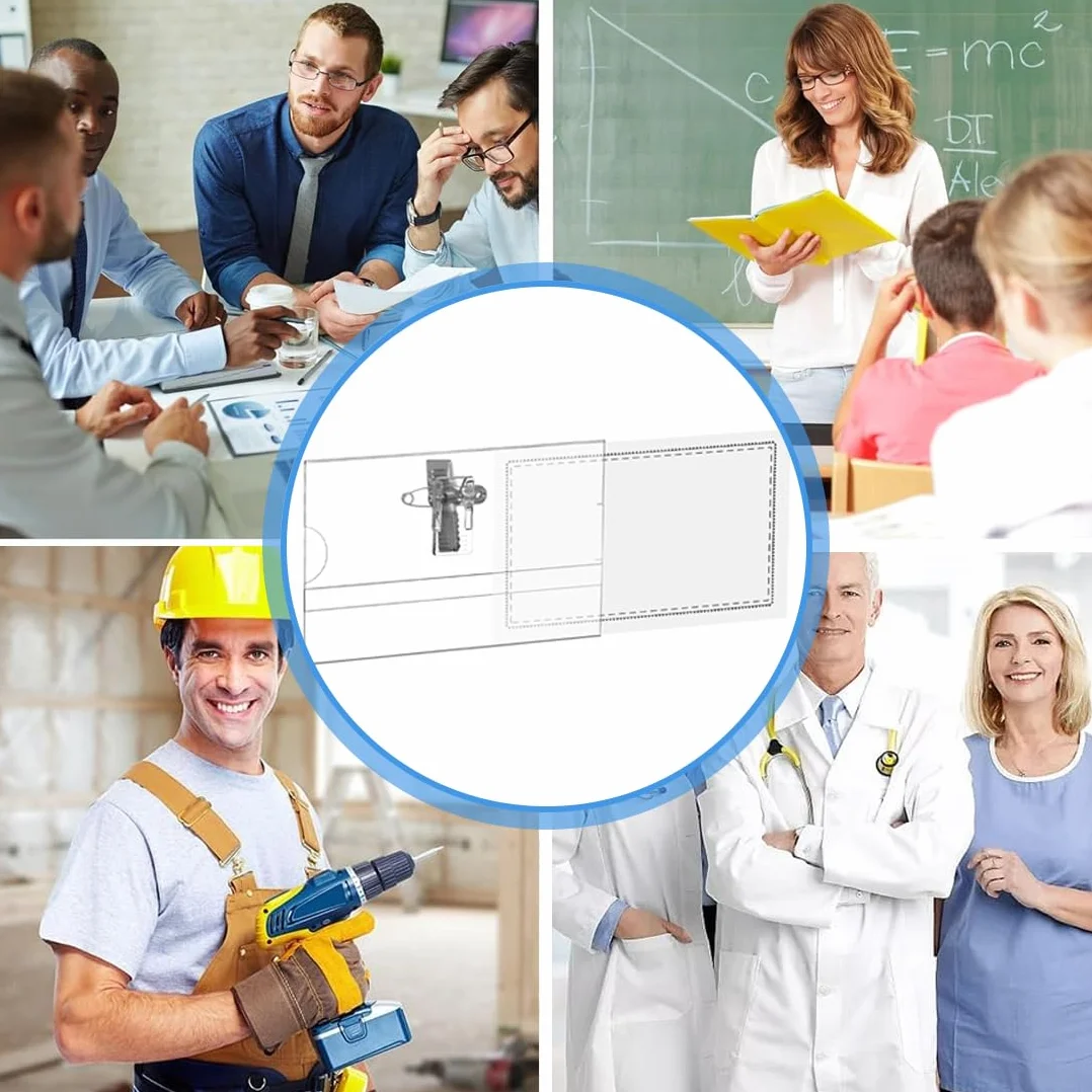 Porta Badge 30 Pezzi 90x56mm Custodia Protettiva con Spilla di Sicurezza per Scuola Ospedale Ufficio