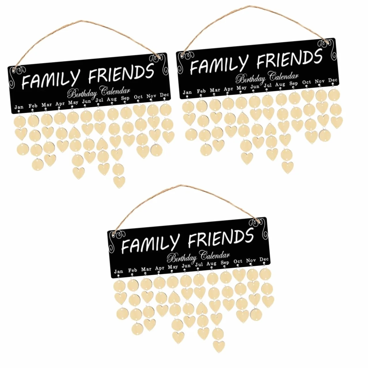 3 Set Di Calendario Dellavvento in Legno Unico Striscioni Di Compleanno Biglietti Di Auguri Promemoria Per La Famiglia Decorazioni Da Parete