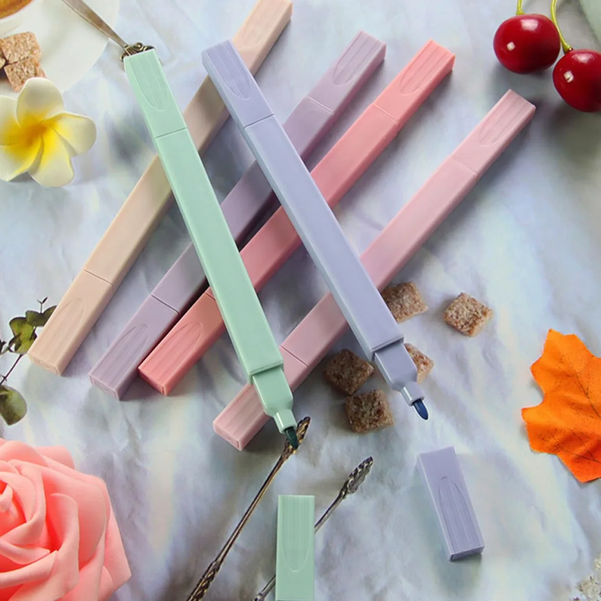 EXCEART 24pezzi Evidenziatori Portatili Doppia Estremità Di Penne Colorate Per Scrapbooking Uso Domestico e Scolastico Pigmenti Base d Acqua Duraturi e Colorati