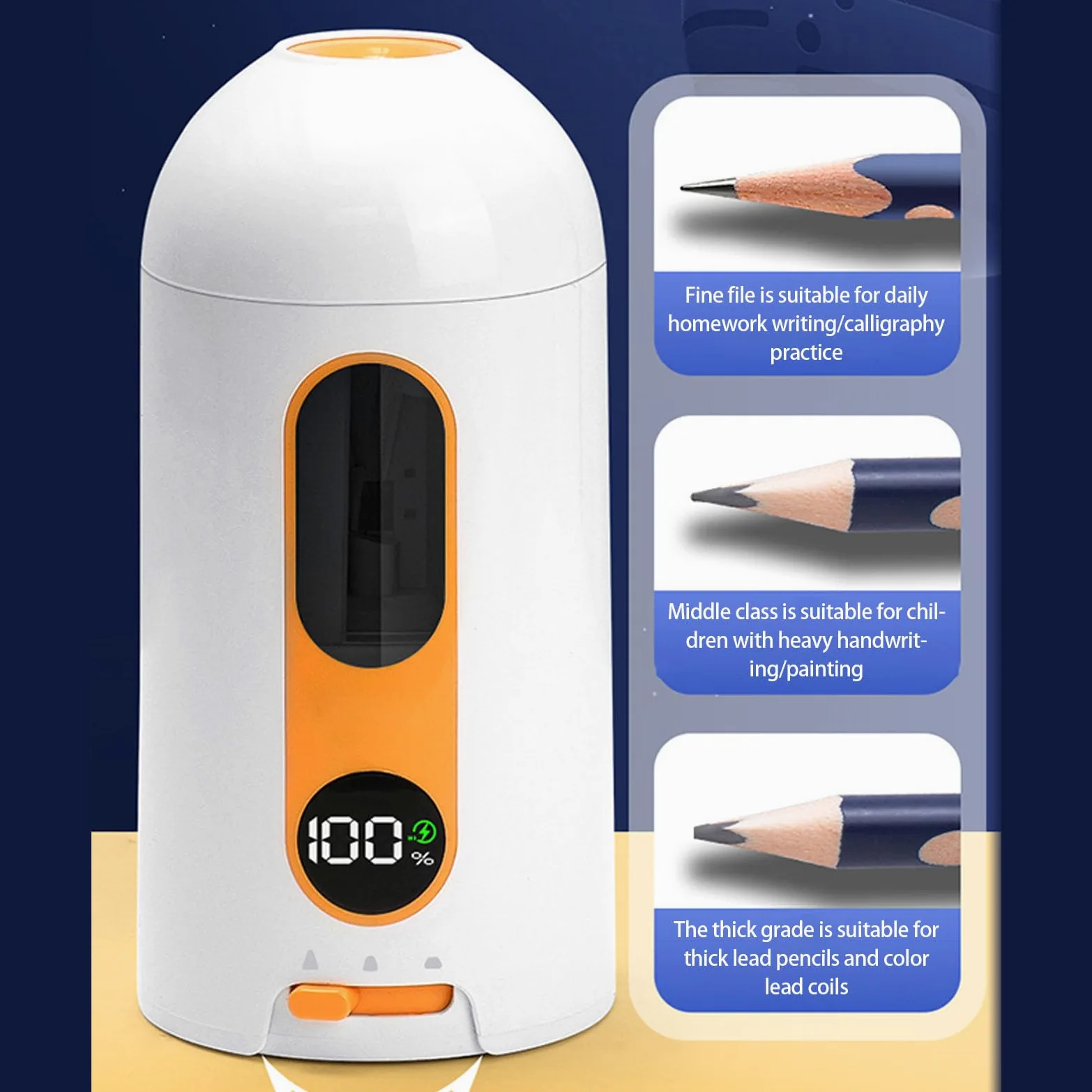 Temperamatite elettrico silenzioso per i compiti a casa Temperamatite automatico Design a bocca larga per matita automatica standard