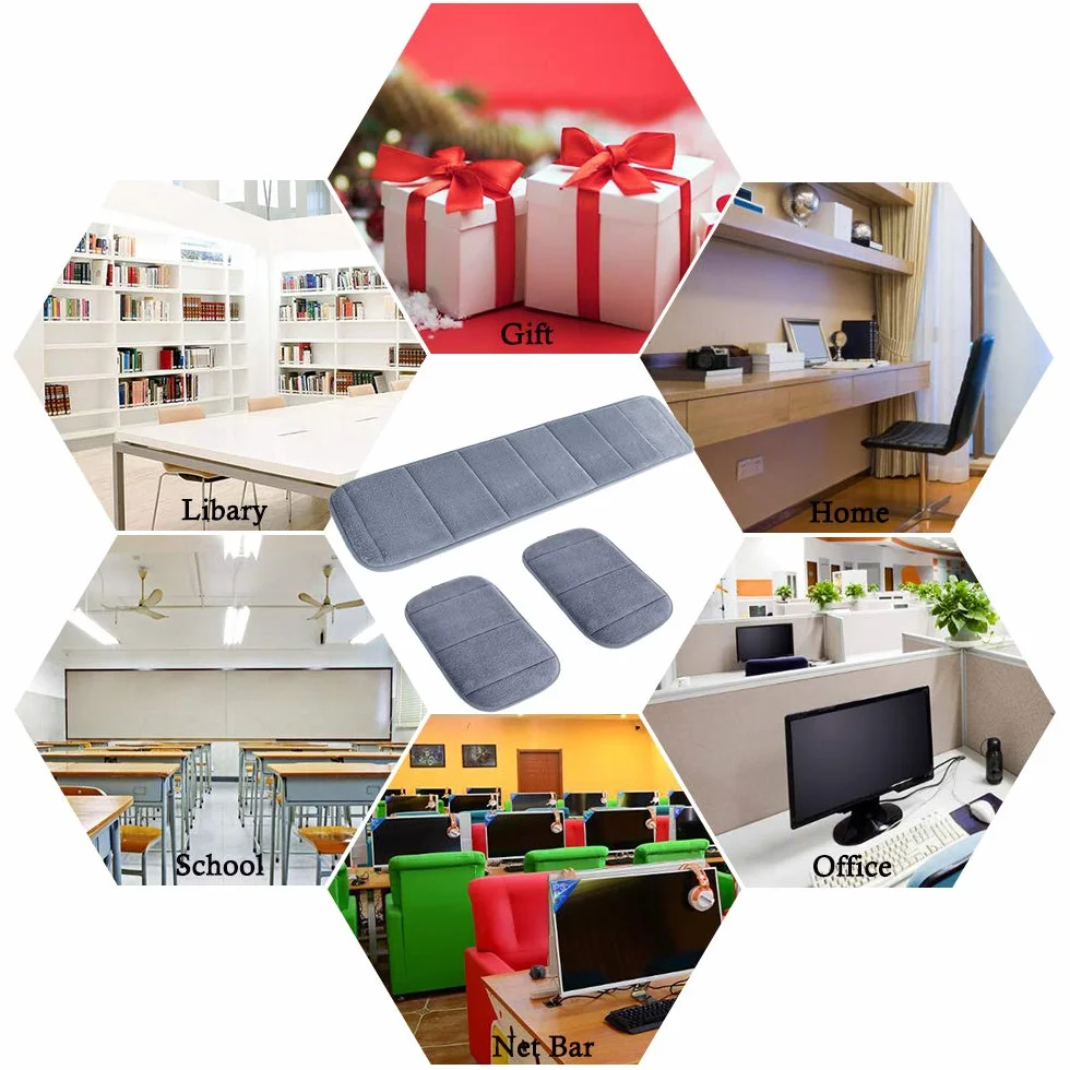 Set di 2 Gomitiere Ergonomiche in Memory Foam per Tastiera e Poggiapolsi