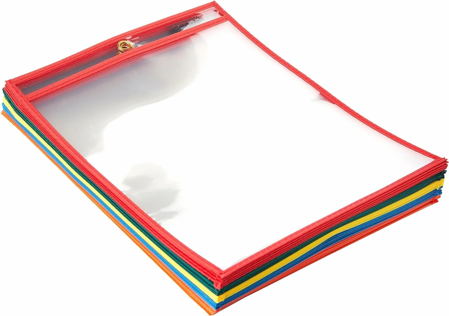 Amazon Basics Buste trasparenti con superficie cancellabile, uso intensivo, misure 21,6 x 28 cm, conf. da 25, Multicolore