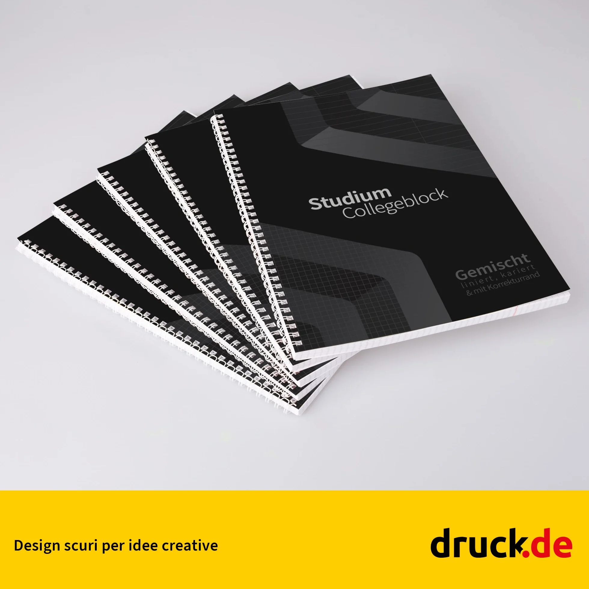 Duo - Blocco universitario misto, 20 pezzi, formato DIN A4, 40/40, a quadretti, 80 g, carta volumizzante, forata e perforata, rilegatura a spirale bianca, con bordo di correzione, blocco note (20