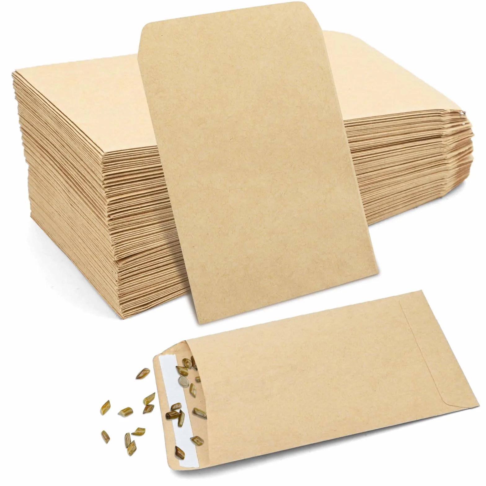 Buste per Semi Kraft da 100 Pezzi, Autosigillanti in Carta Kraft per Conservare Piccoli Oggetti