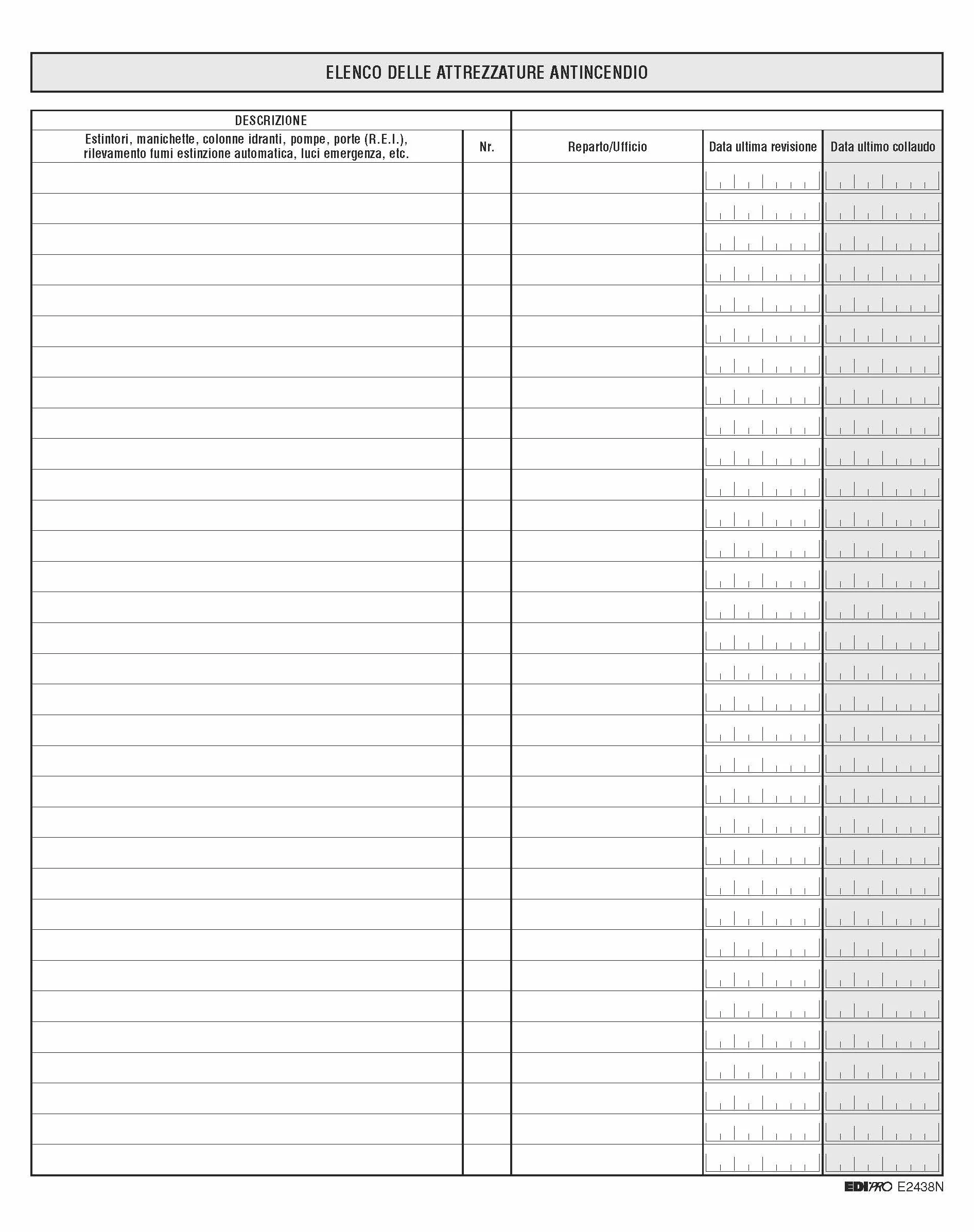Registro controlli e manutenzione attrezzature antincendio 48 pagine 31x24,5 Edipro E2438N