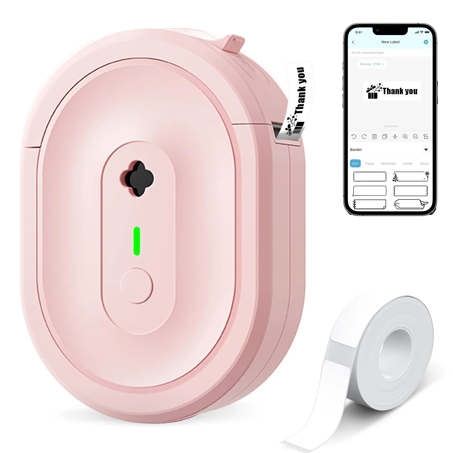 Etichettatrice con nastro, stampante per etichette Bluetooth portatile N12, mini etichettatrice wireless, adesivo termico con diversi disegni per casa, cucina, scuola