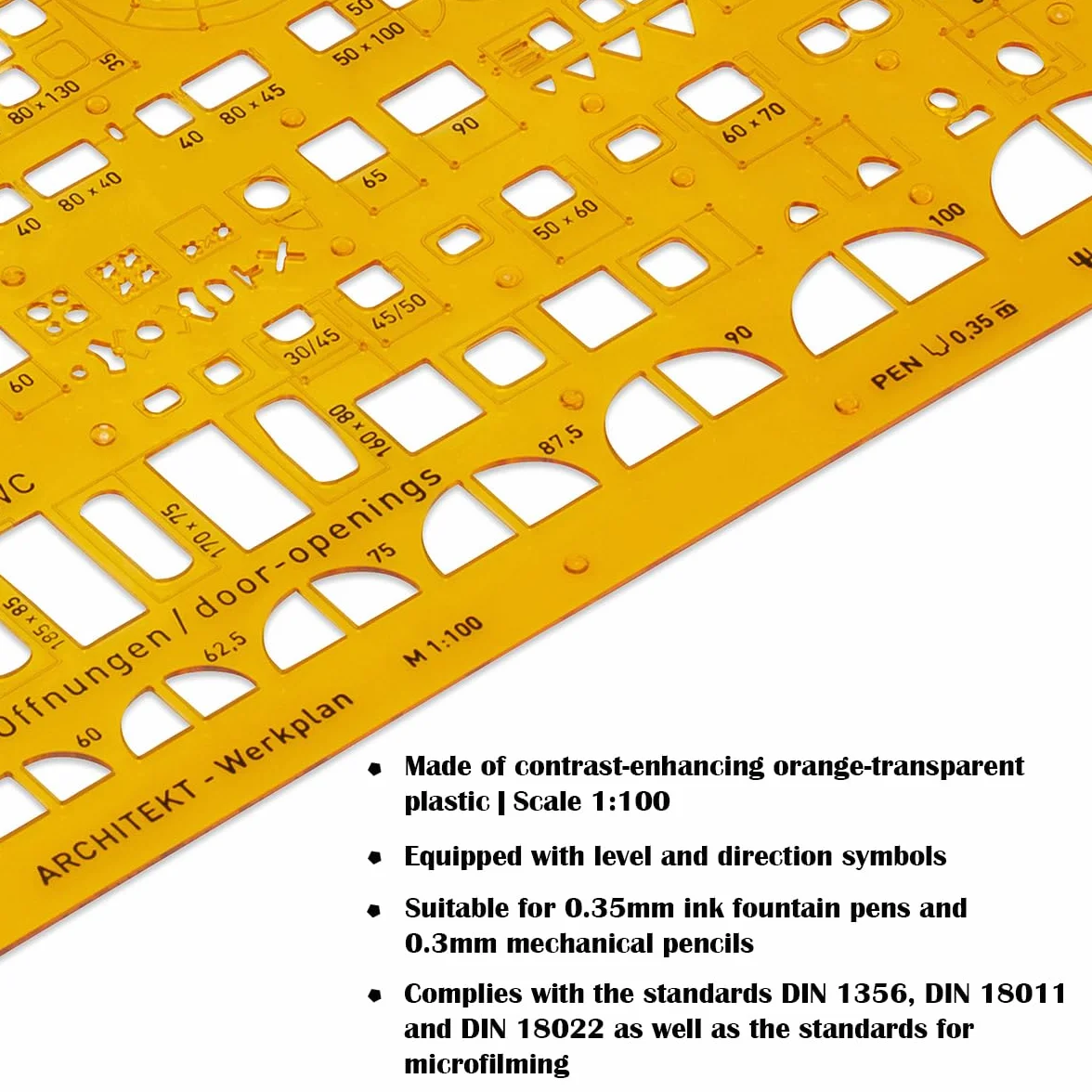 Aristo Maschera per arredi 225 x 125 mm 1,2 mm Giallo trasparente scala 1:100