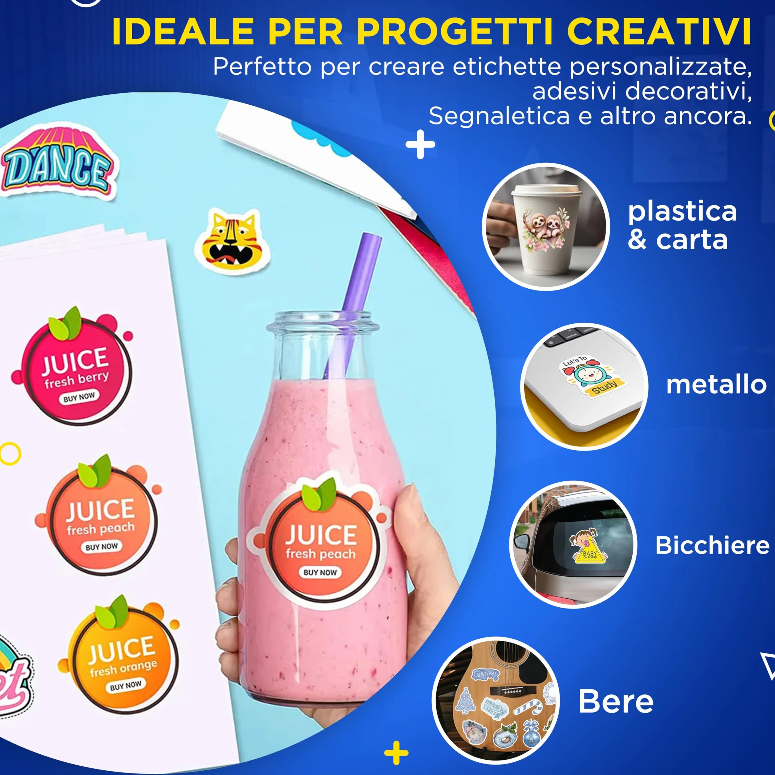 Fogli di Vinile Adesivo Stampabile A4 Impermeabile Bianco Opaco