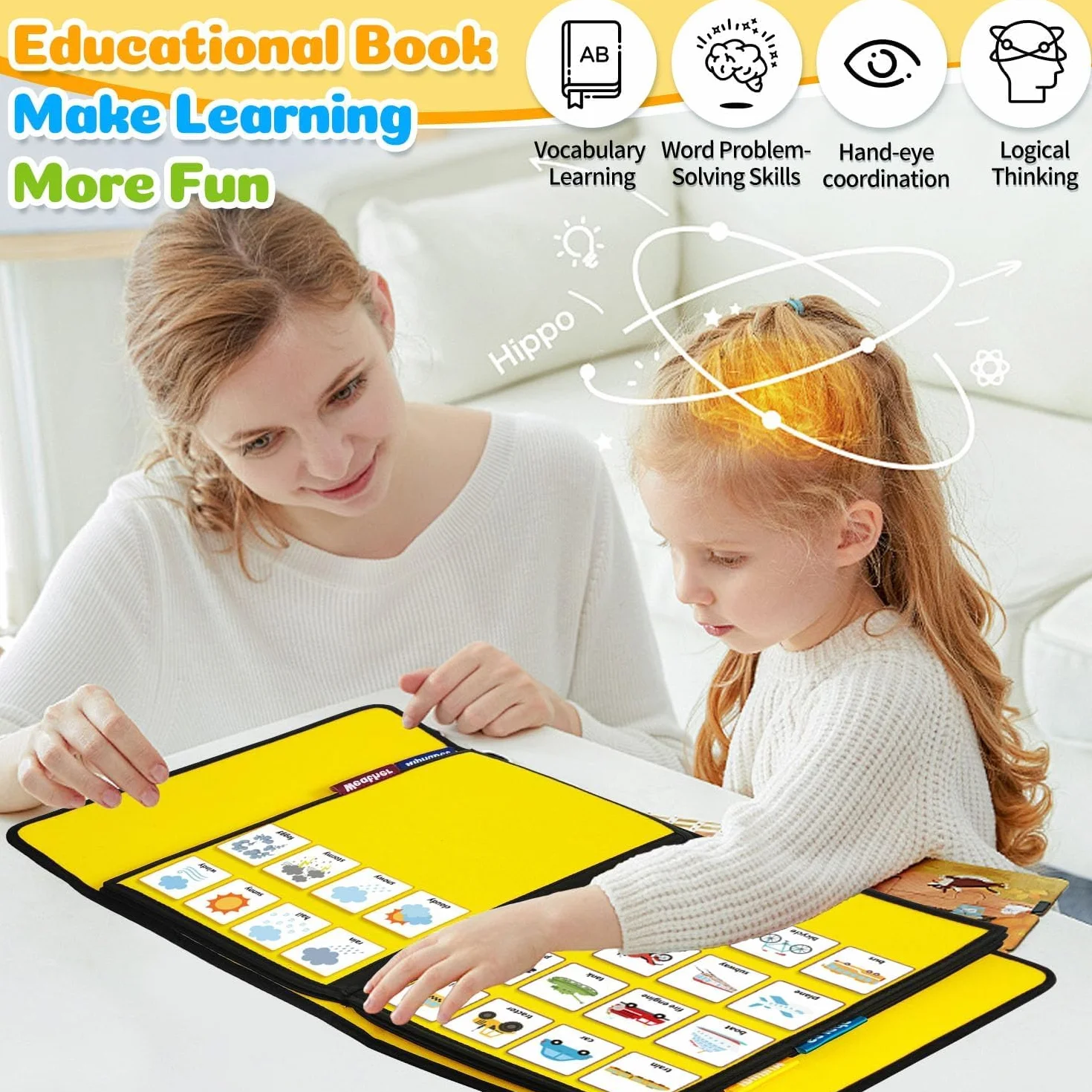 Manuale di comunicazione visiva, schede Cue per autismo, apprendimento linguistico (Giallo)