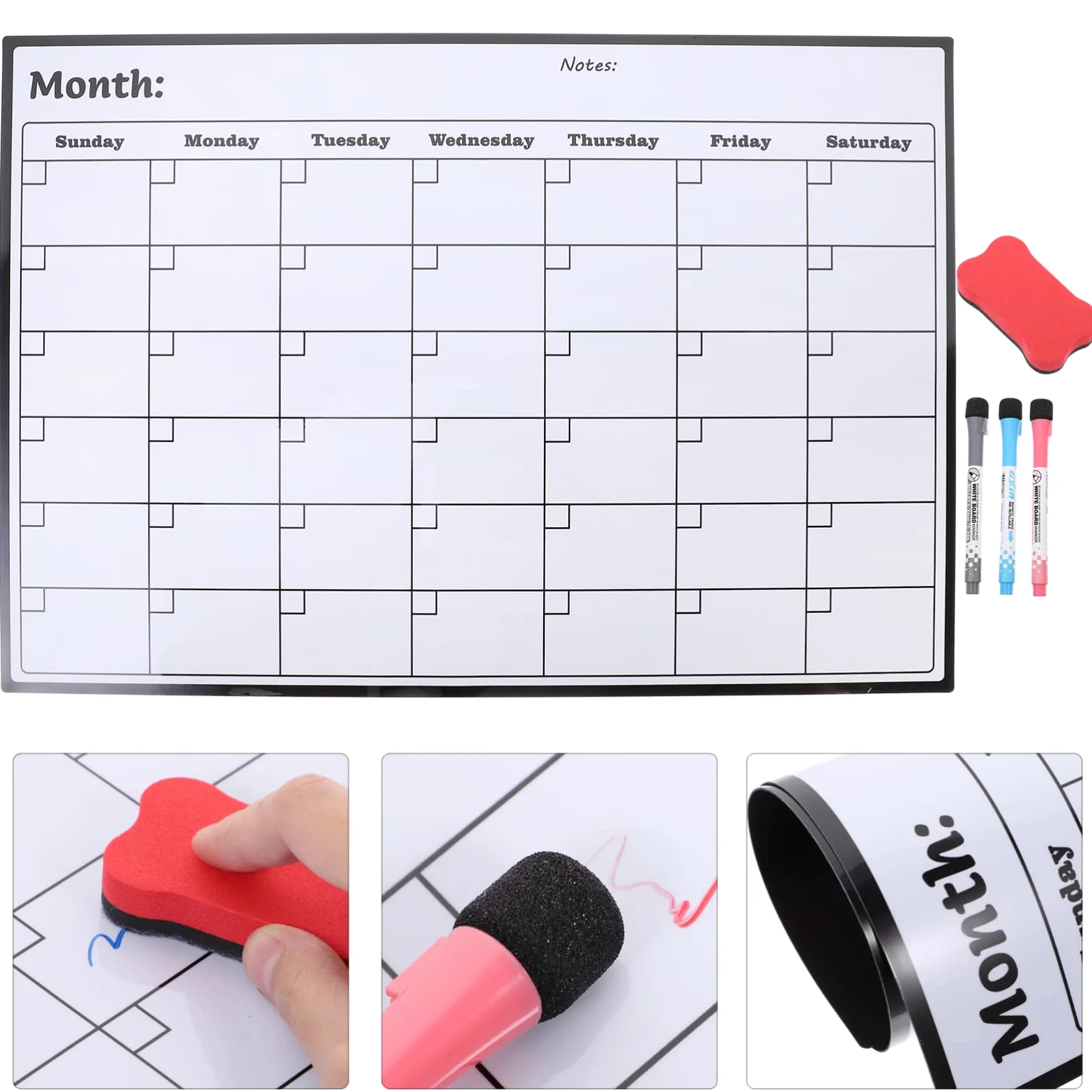 Agenda Mensile Magnetica Congelatore Pianificatore Mensile della Lavagna Calendario Bianca Magnetico PVC