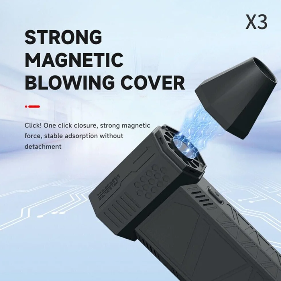X3 Violent Turbo Fans - Air Duster - soffiatore ad aria con motore brushless, 3 Velocità Regolabili, 3000mAh, Ricarica Rapida, per Pulizia PC, Auto, Animali Domestici e Altro
