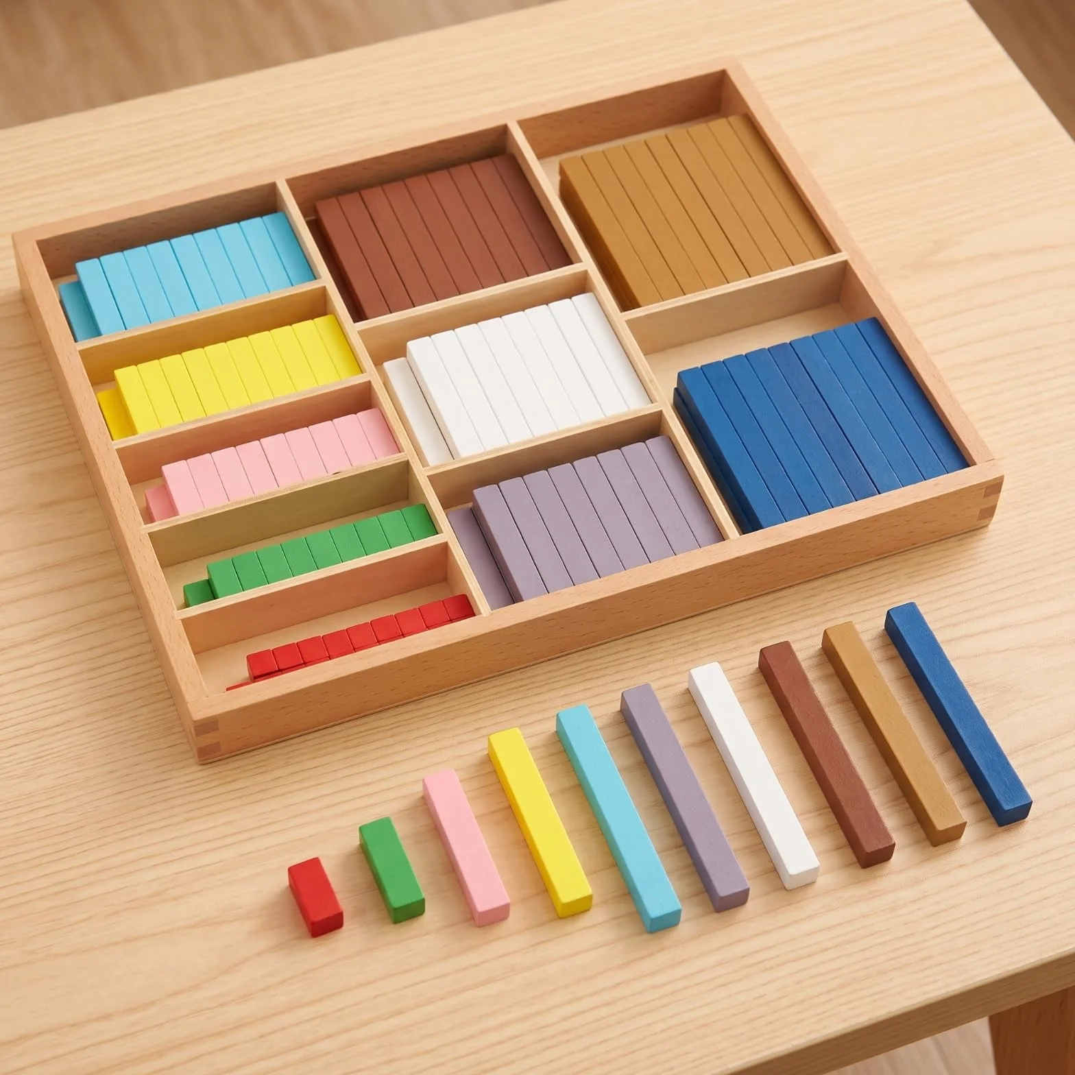 Barrette Numeriche in Legno con Scatola Colorato Barrette Numeriche Matematici Pratico Scatola Didattica con Numeri per Maestre