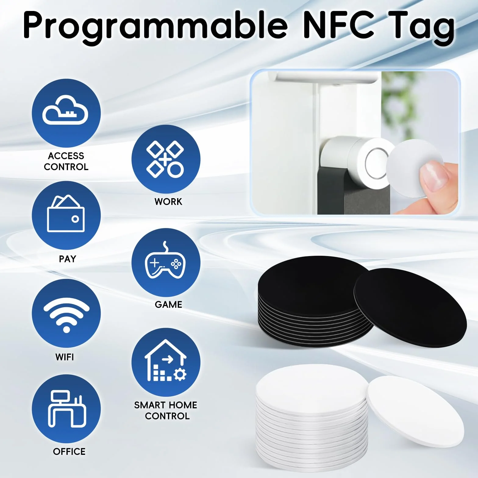NFC Tag Ntag215 25 Pezzi Adesivi Riscrivibili 504 Byte 25 Mm Compatibili Smartphone NFC