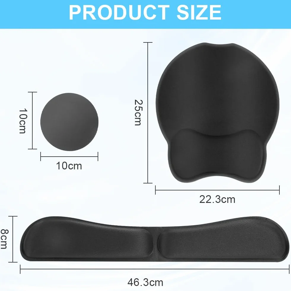 Tappetino per Mouse e Tastiera con Poggiapolsi Memory Foam Antiscivolo 3 in 1