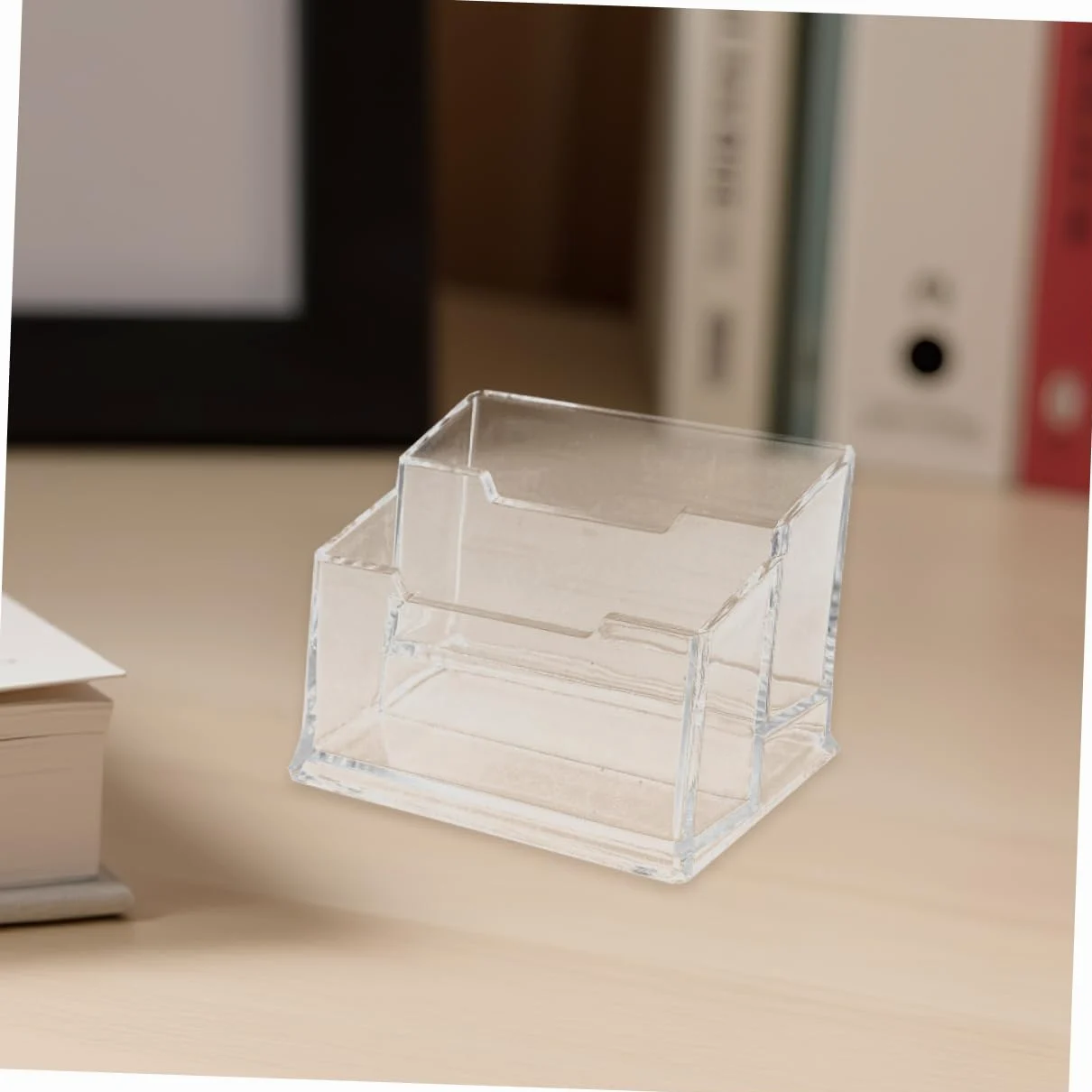Hemobllo Porta Biglietti da Visita Trasparente 5 Pezzi in Plastica | Supporto da Tavolo, Uso per Fiere e Contesti Professionali, Design Trasparente, Set da 5