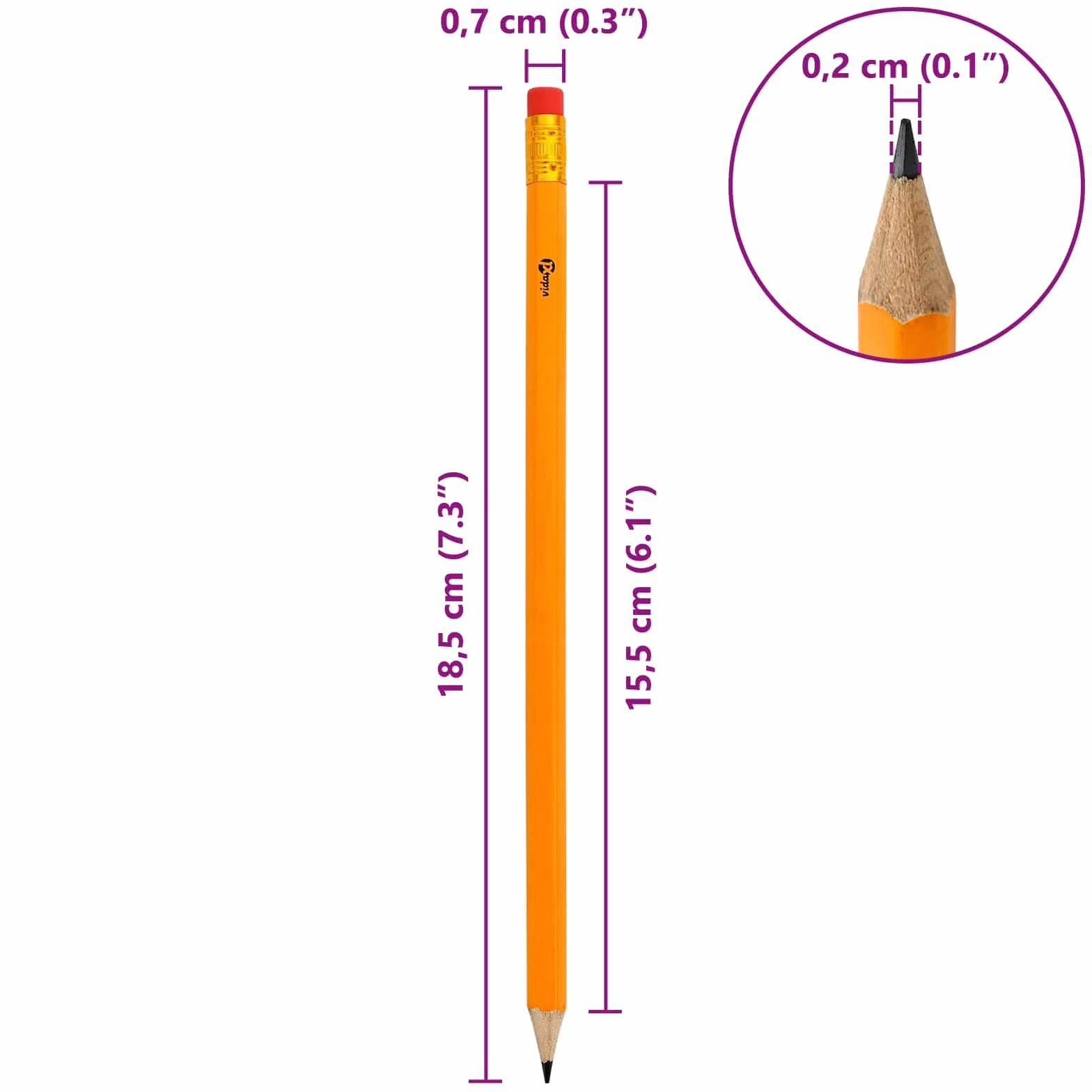 vidaXL HB Potloden 1000 stuks Ø 0,7 x 18,5 cm Geel