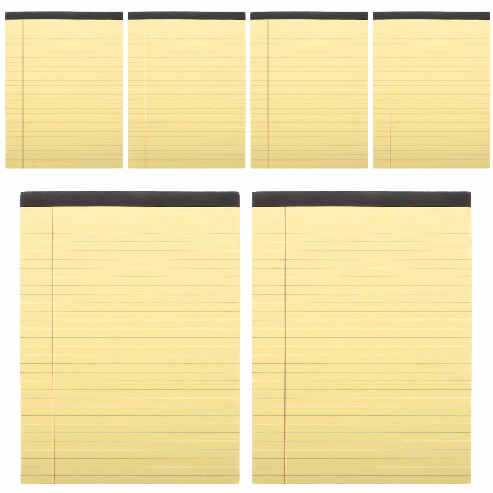 INOOMP Blocco Note A4 Giallo 6 Pezzi, Quaderno a Righe Strappabile con Sezioni, Blocco per Appunti Portatile per Lavoro, Scuola e Organizzazione Quotidiana