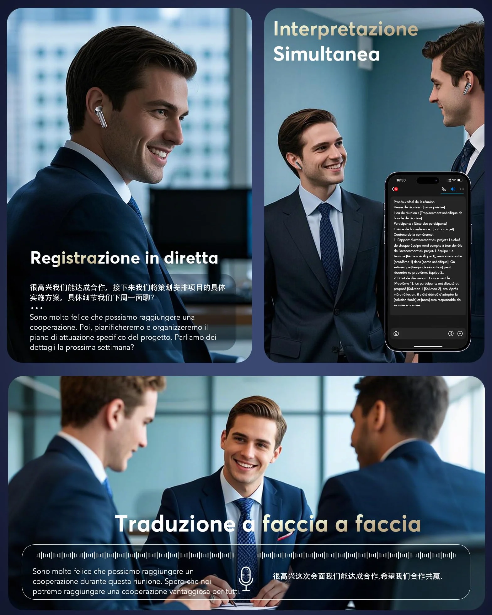 AI Cuffie Traduzione Simultanea, Auricolari Bluetooth 5.4 con schermo LED, 3 in 1 Cuffie Traduzione Bluetooth con ENC, 144 Lingue Auricolari Traduttori Istantanei Vocali Gratuite, per Viaggi/Affari