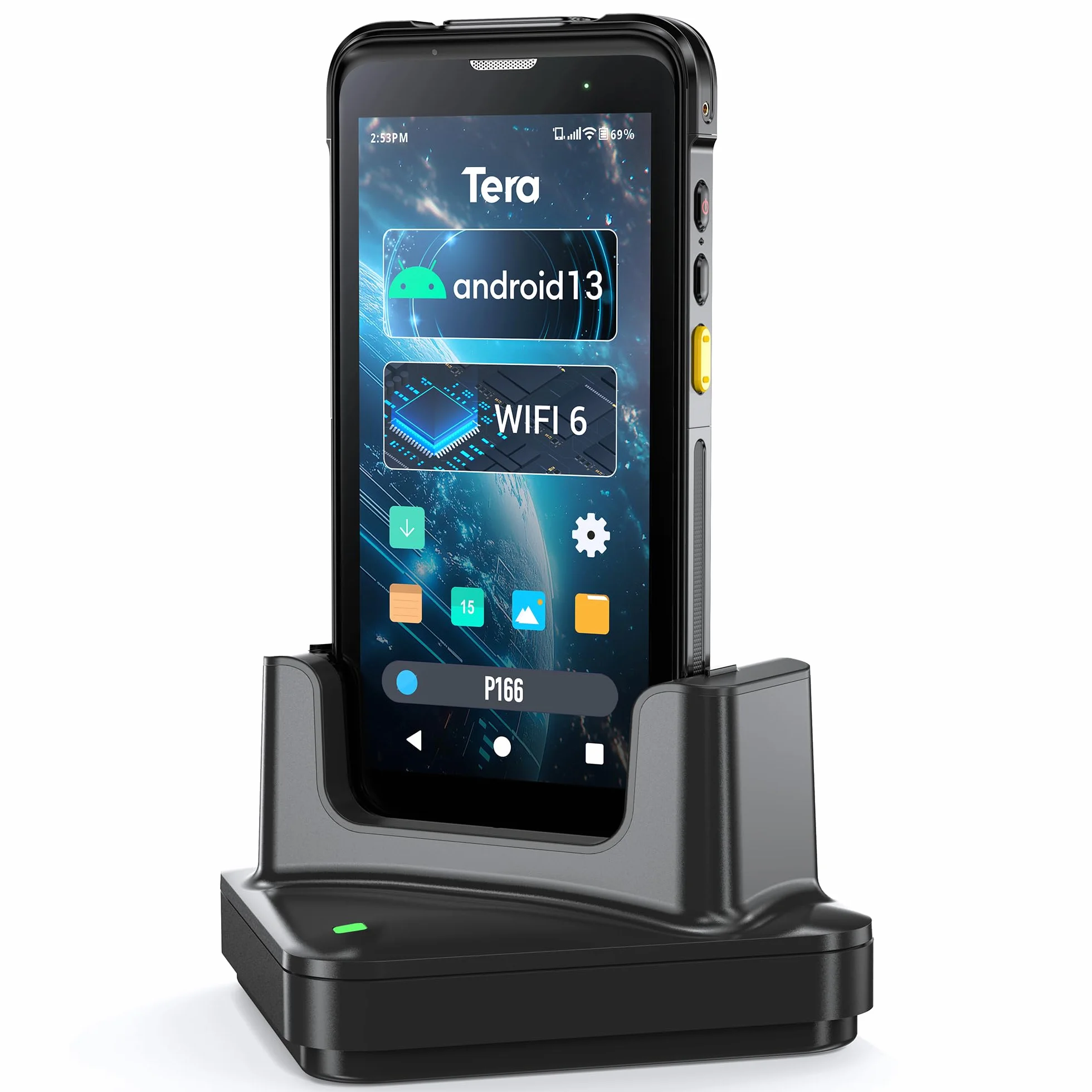 Tera Android 13 Barcode Scanner PDA: 5,5" computer portatile portatile 4 GB + 64 GB con stazione di ricarica 1D 2D QR Scanner Zebra SE4710 NFC WLAN GPS Bluetooth inventario logistica magazzino