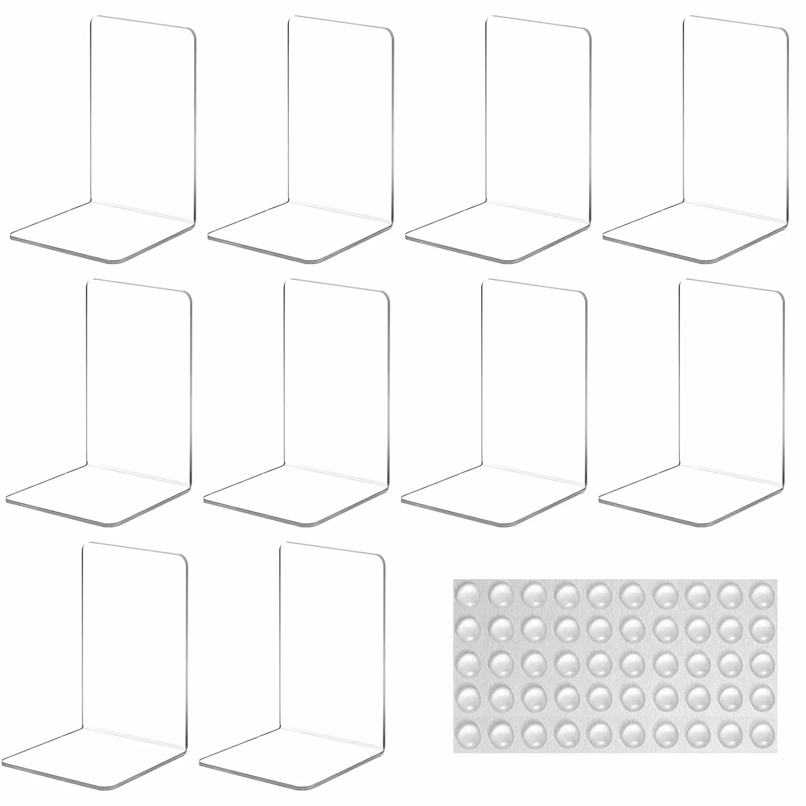 Fermalibri in Metallo 10 Pezzi + 50 Adesivi Antiscivolo per Casa Biblioteca