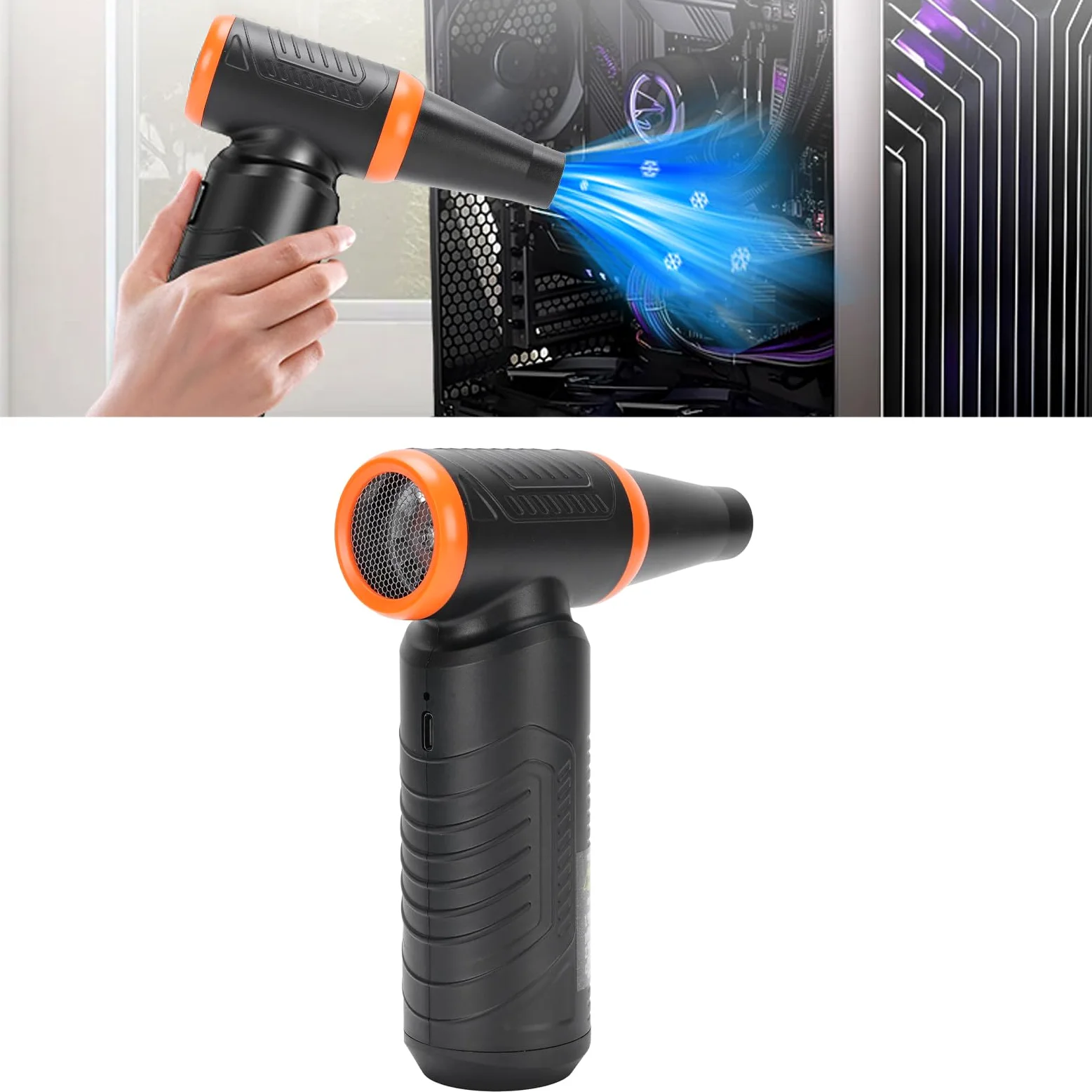 Mini Soffiatore Ad Aria Compressa Ricaricabile, 130.000 Giri/min, con Motore Senza Spazzole, Senza Fili, per Pulizia di Auto, Tastiera, PC e Casa, Batteria da 6.000 MAh