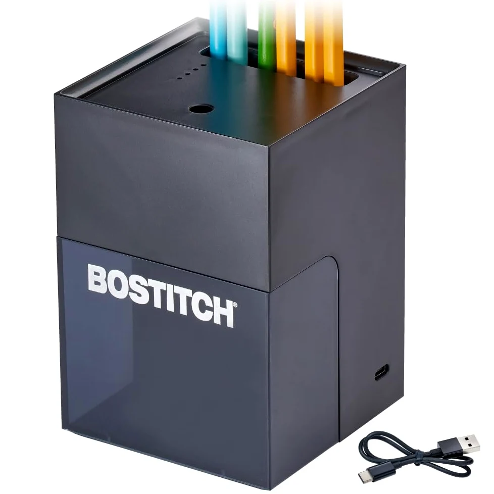 Bostitch Konnect - Temperamatite a batteria ricaricabile per organizer da scrivania KT2 n. 2/matite colorate, nero