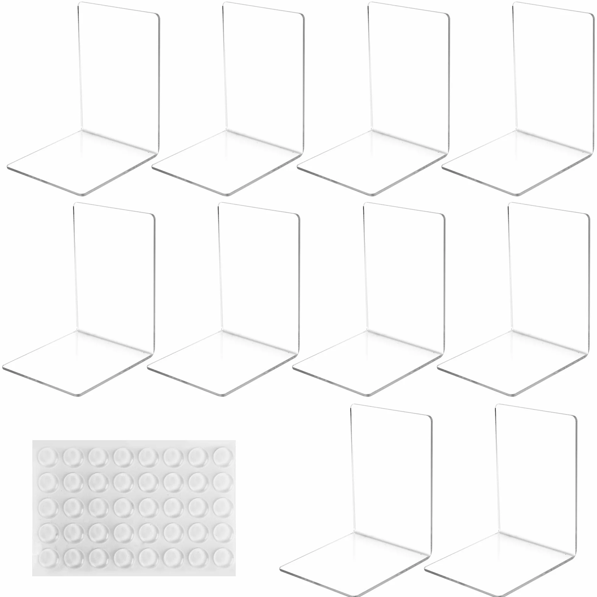 Fermalibri in acrilico trasparente 10 pezzi con cuscinetti antiscivolo in silicone Supporto per libri