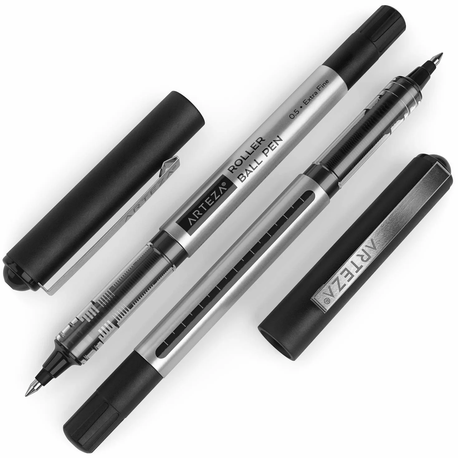 ARTEZA, Confezione da 20 penne a inchiostro liquido nero da 0,5 mm per bullet journal, penne a sfera a punta fine, forniture per ufficio per scrivere, prendere appunti e fare schizzi