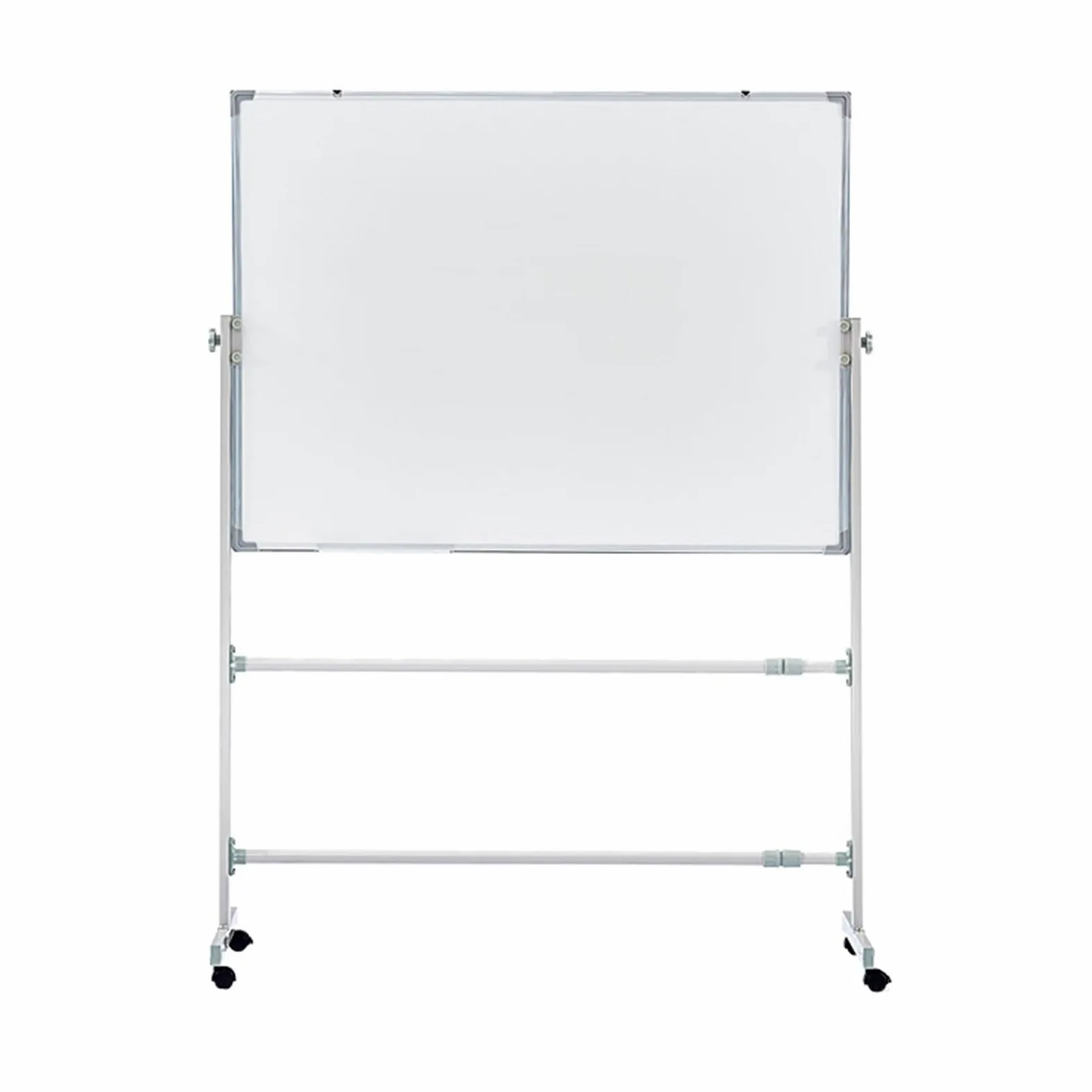 Lavagna Mobile Fronte-Retro con Cornice in Alluminio, Lavagna Magnetica cancellabile a Secco Reversibile a 360°, Altezza Regolabile per casa, Ufficio, Scuola (60x90 cm)