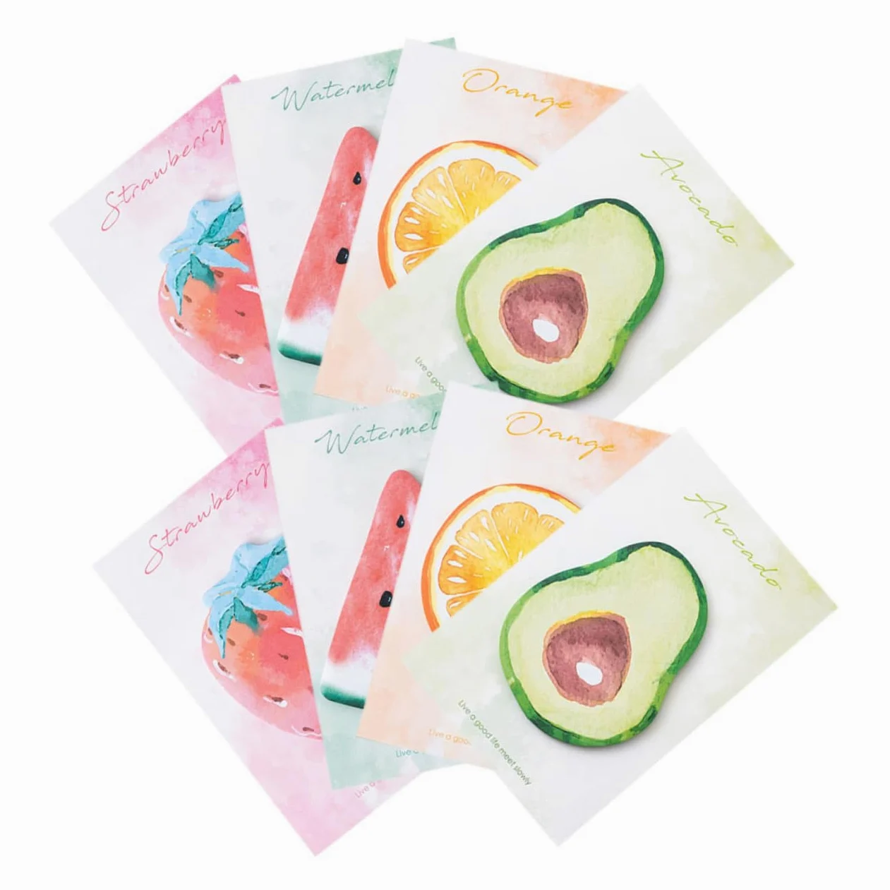 Uonlytech 4 Pezzi 8 Note Adesive a Forma Di Frutta Colorato Divertente Pastiglie Taccuini Di Uso Quotidiano Taccuini Portatili Adesivi Per Libri Schede Del Libro Pad Di Memo Compatti Carta