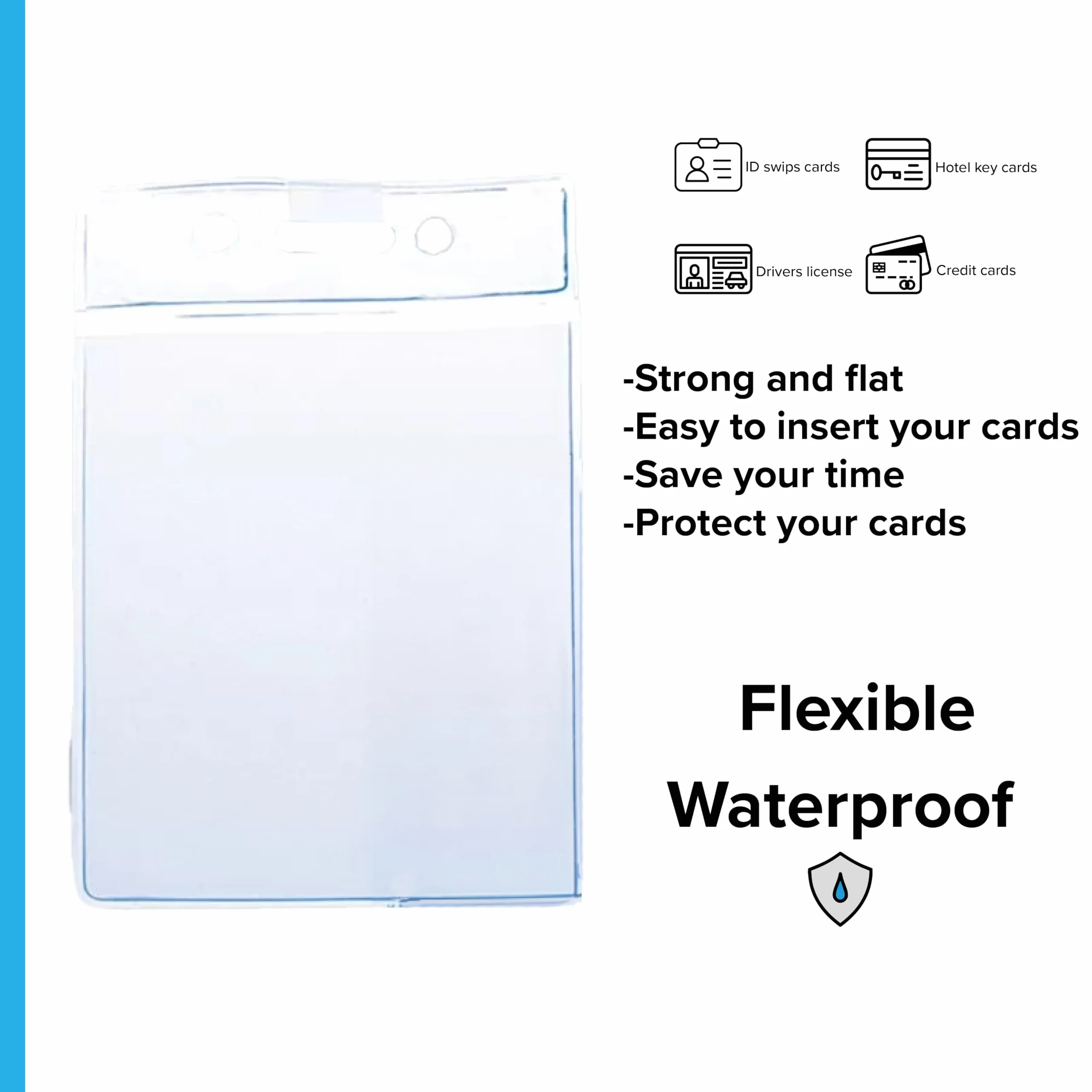 Set 50 portabadge morbidi trasparenti A6 105x150 mm per carte pass documenti
