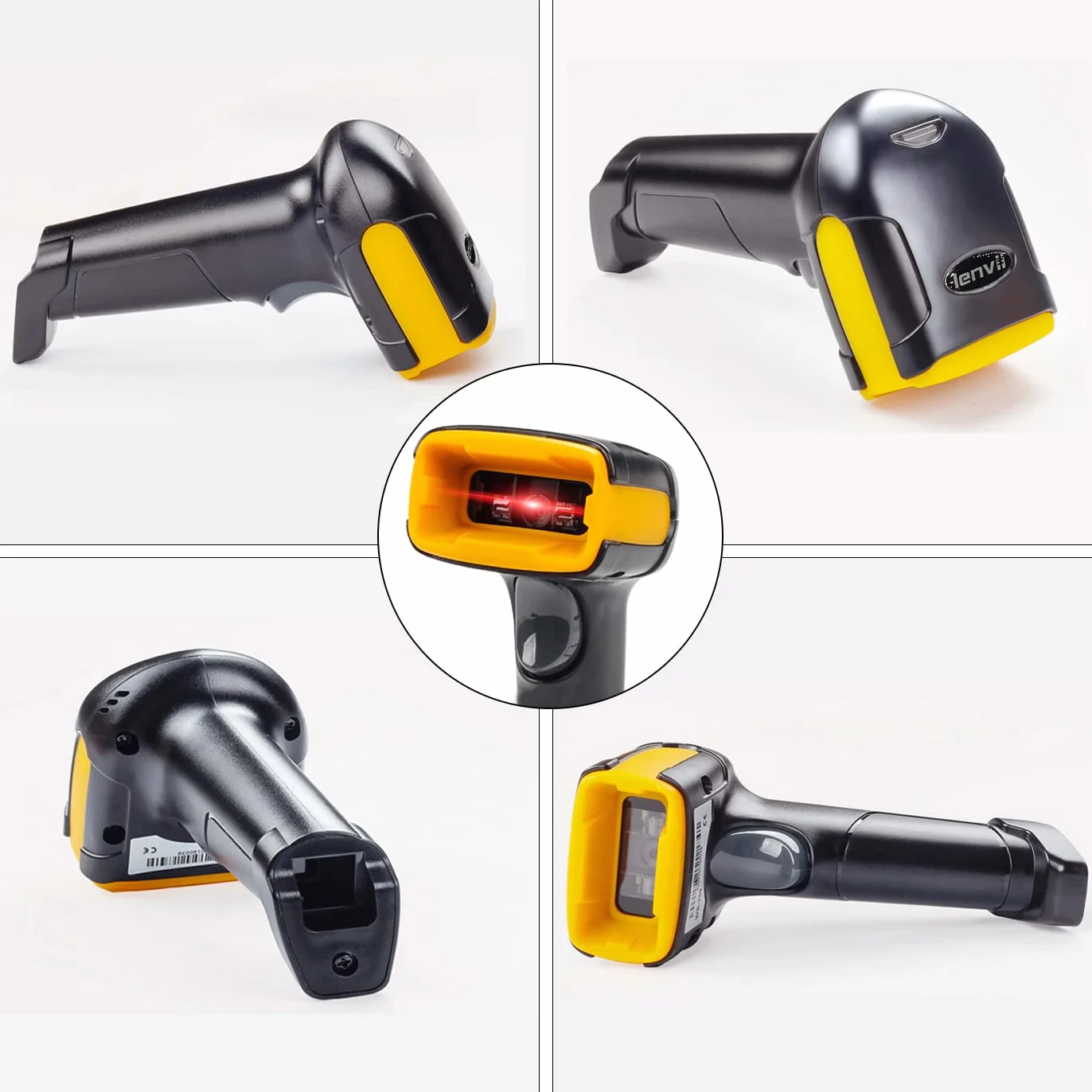 LENVII Lettore Codice a Barre 2D Cablato,Lettore Codici Barcode Scanner 1D/2D/QR Code Lettore(PDF417,Data Matrix) di scansione dello schermo di supporto（Giallo）
