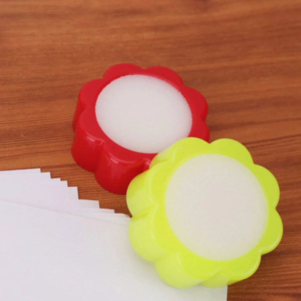 Spugna Forma Fiore per Contare Denaro Ufficio Banca 2 Pz Rosso+Giallo